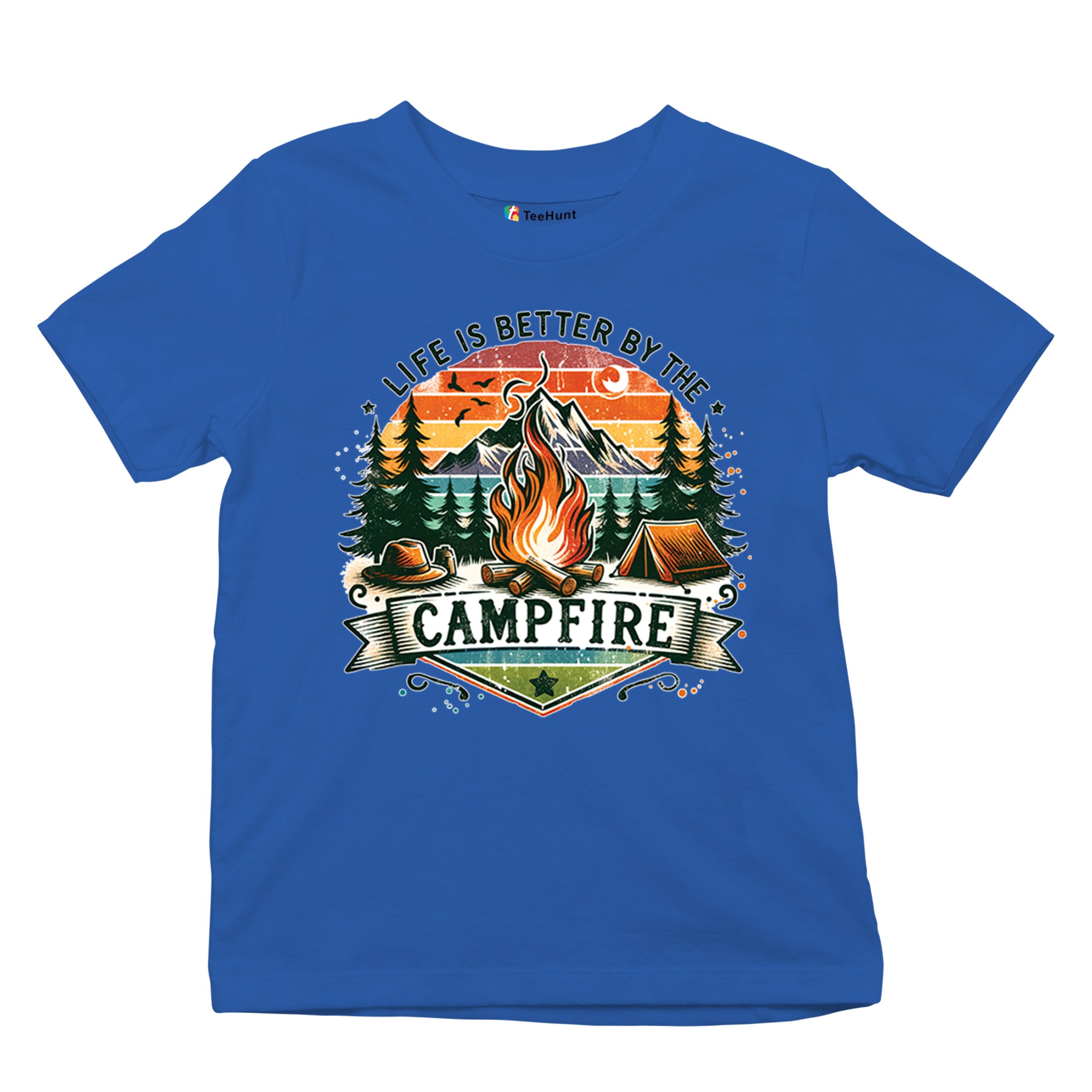 Life is Better by the Campfire Youth T-shirt Hiking Camping Outdoors Kids - Picture 41 of 50