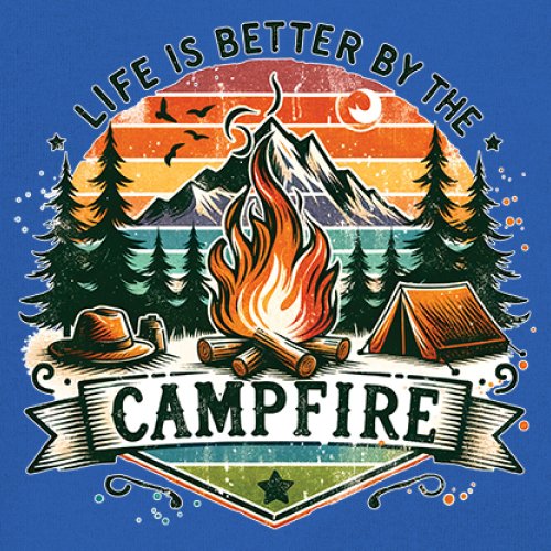 Life is Better by the Campfire Youth T-shirt Hiking Camping Outdoors Kids - Picture 39 of 50