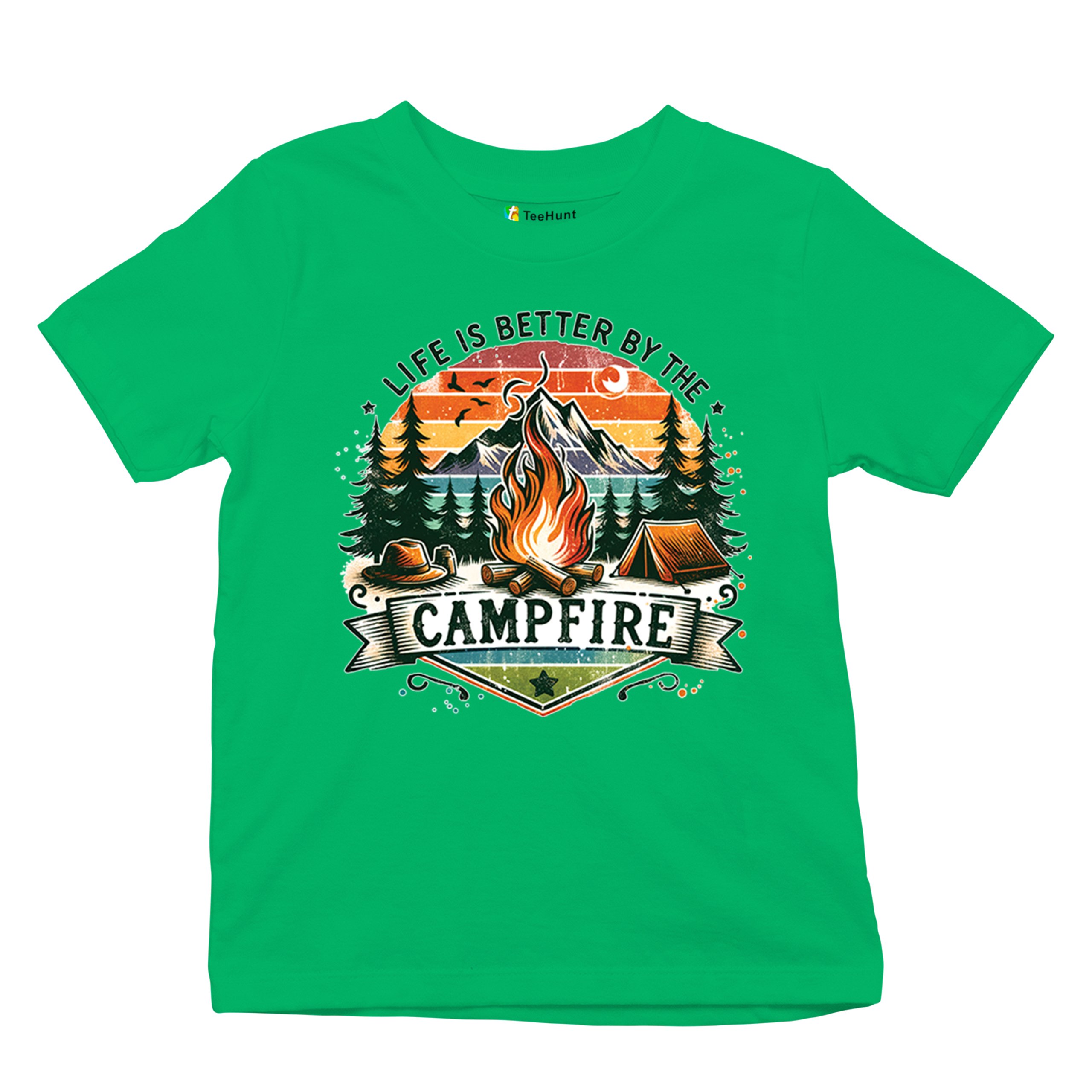 Life is Better by the Campfire Youth T-shirt Hiking Camping Outdoors Kids - Picture 13 of 50