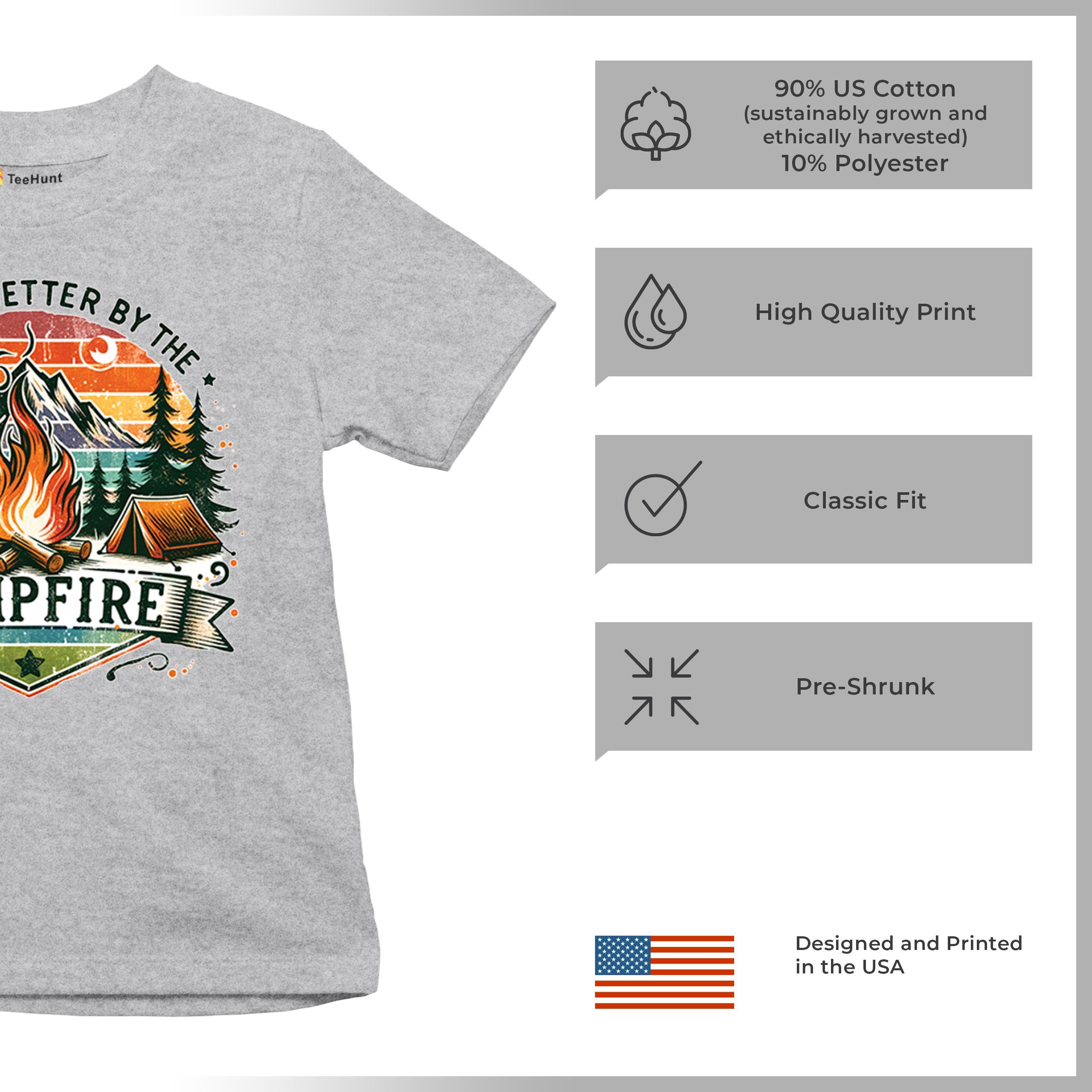 Life is Better by the Campfire Youth T-shirt Hiking Camping Outdoors Kids - Picture 21 of 50