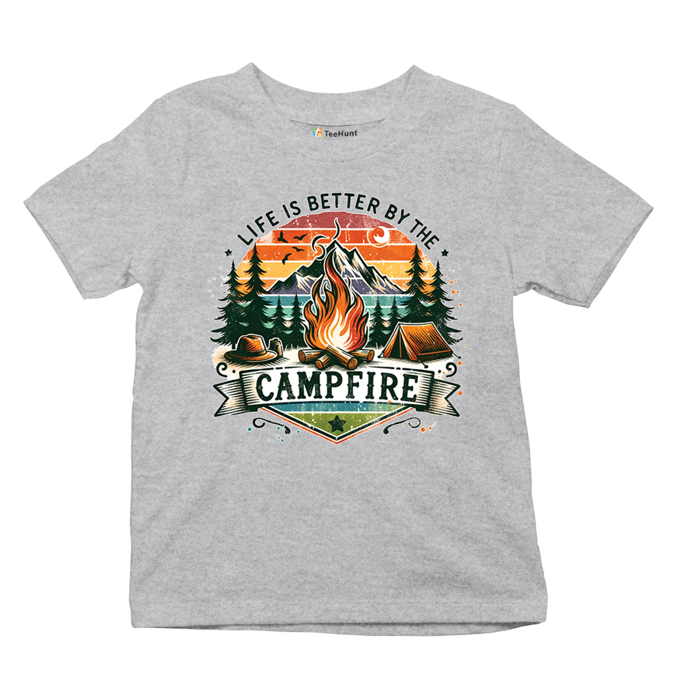 Life is Better by the Campfire Youth T-shirt Hiking Camping Outdoors Kids - Picture 20 of 50