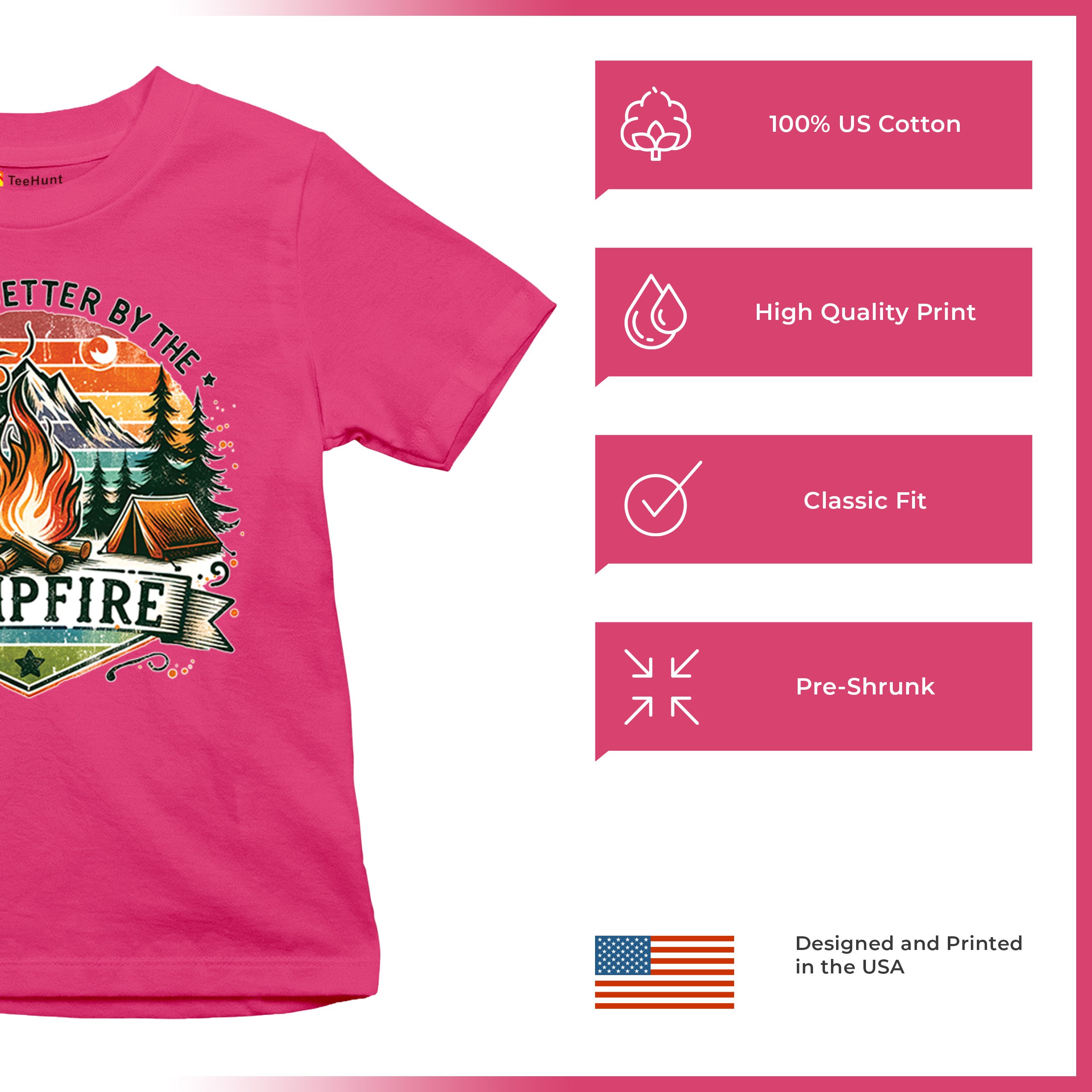 Life is Better by the Campfire Youth T-shirt Hiking Camping Outdoors Kids - Picture 49 of 50