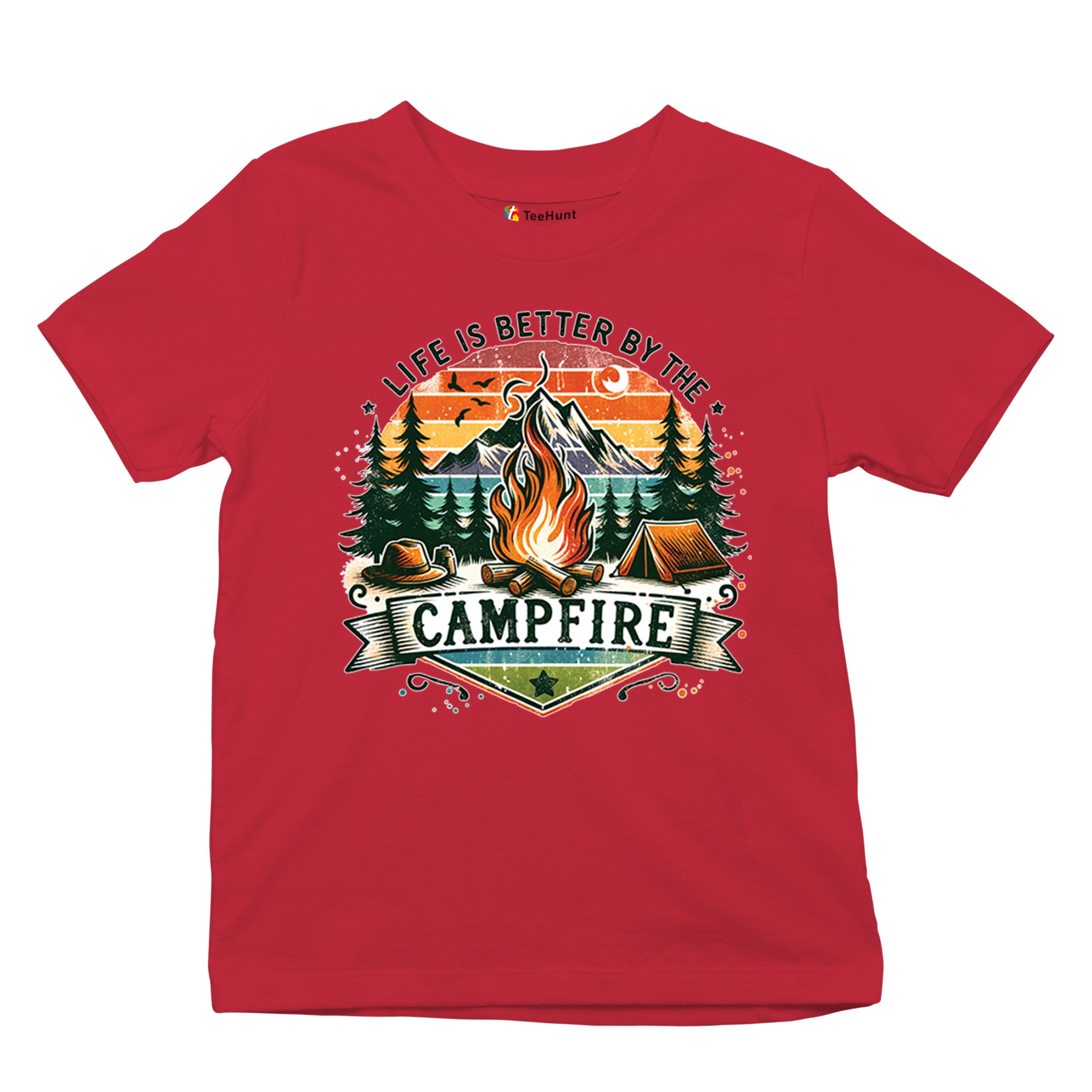 Life is Better by the Campfire Youth T-shirt Hiking Camping Outdoors Kids - Picture 27 of 50