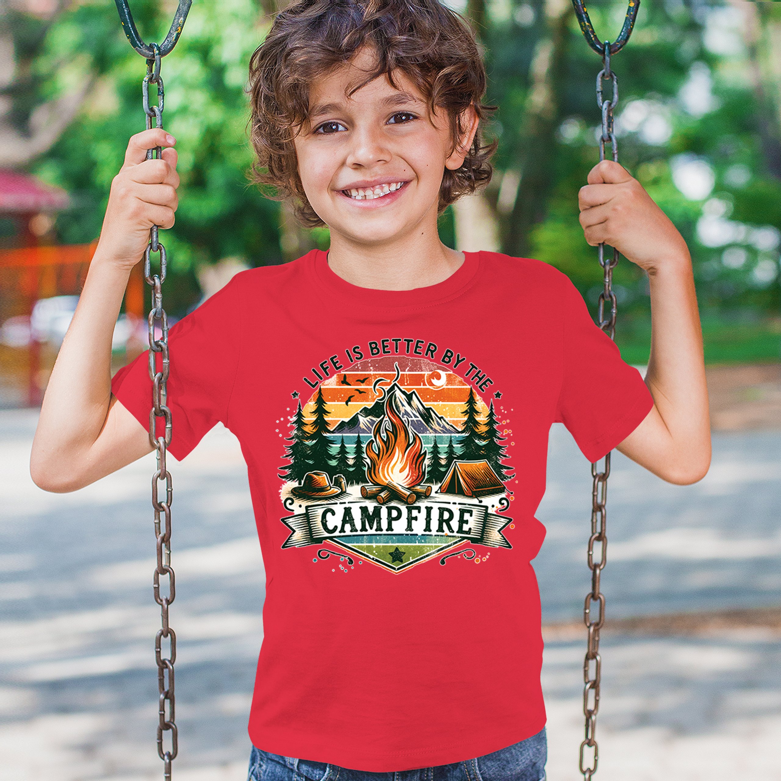 Life is Better by the Campfire Youth T-shirt Hiking Camping Outdoors Kids - Picture 26 of 50