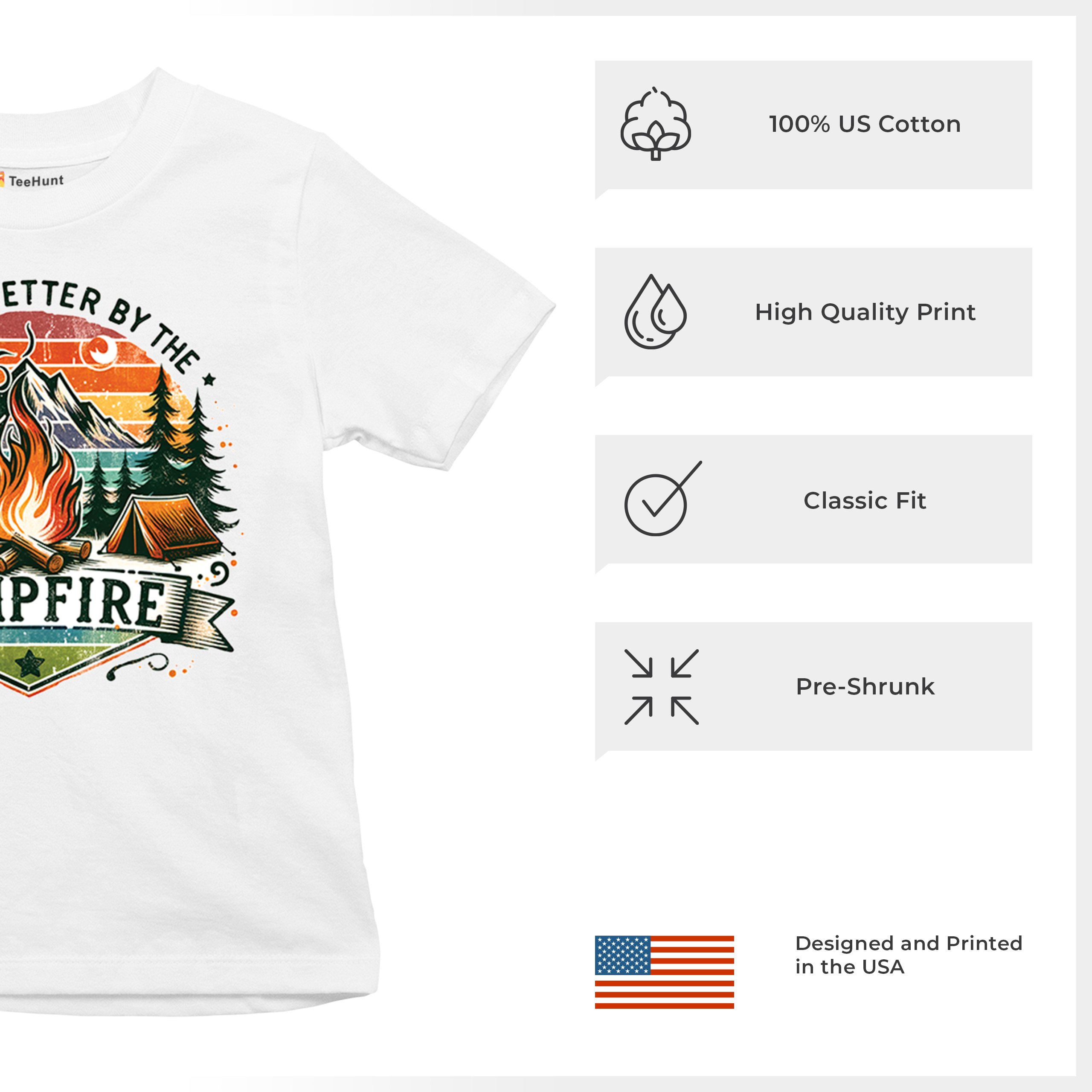 Life is Better by the Campfire Youth T-shirt Hiking Camping Outdoors Kids - Picture 35 of 50
