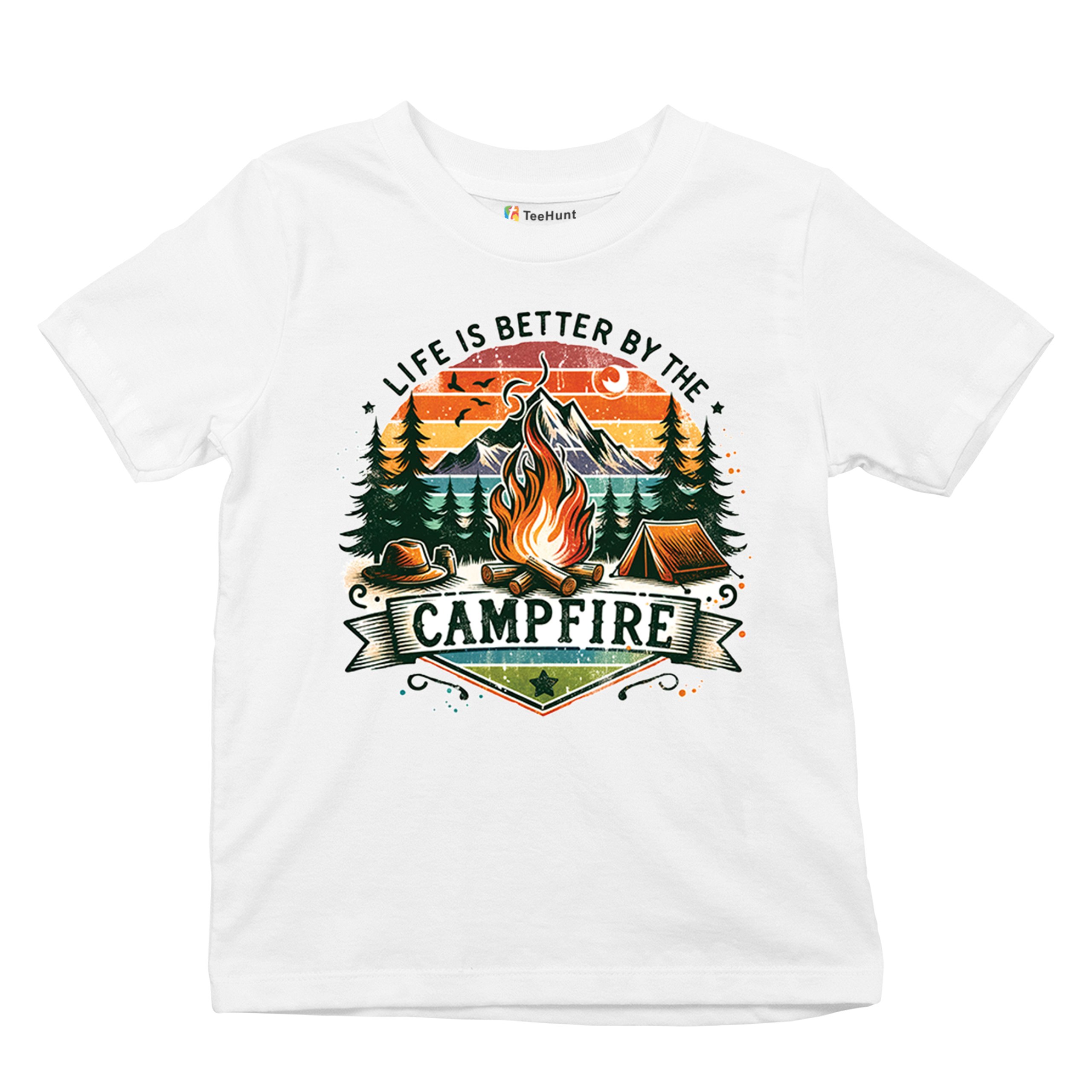 Life is Better by the Campfire Youth T-shirt Hiking Camping Outdoors Kids - Picture 34 of 50
