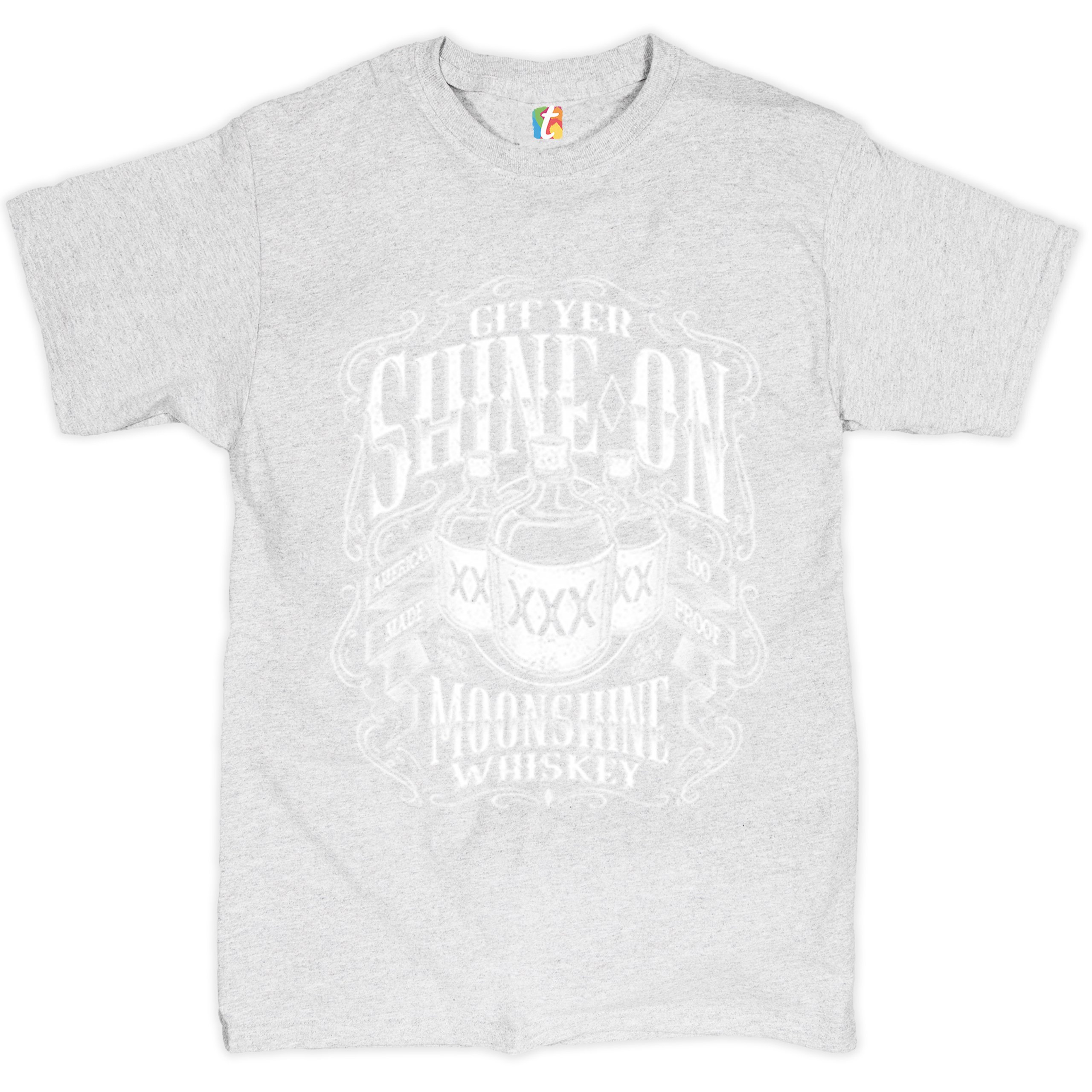 Git Yer Shine On Moonshine Whiskey T-shirt XXX Mason Jars Drinking Men's Tee - Picture 30 of 57