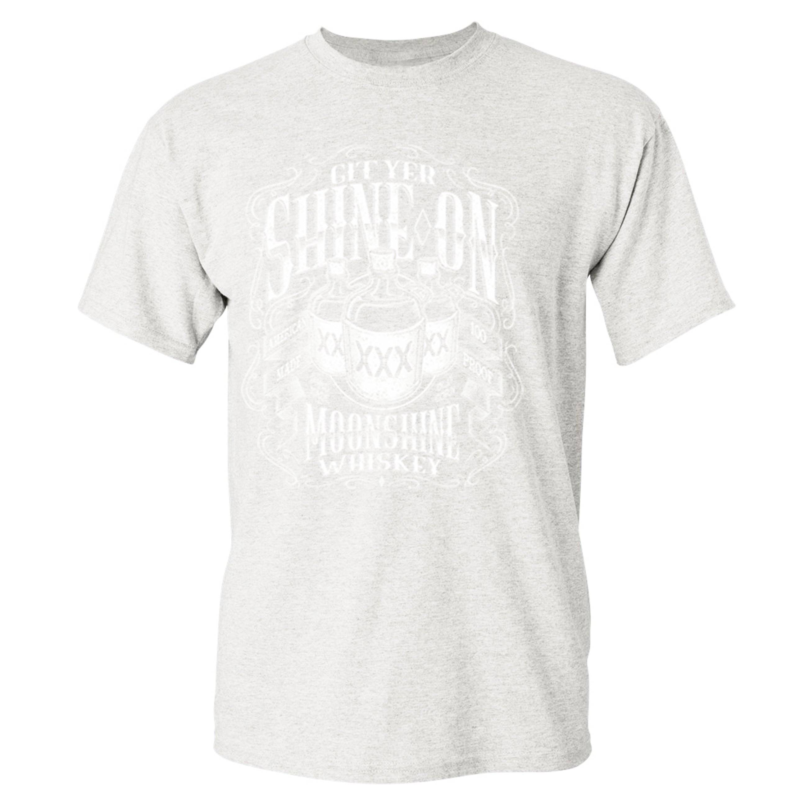 Git Yer Shine On Moonshine Whiskey T-shirt XXX Mason Jars Drinking Men's Tee - Picture 31 of 57