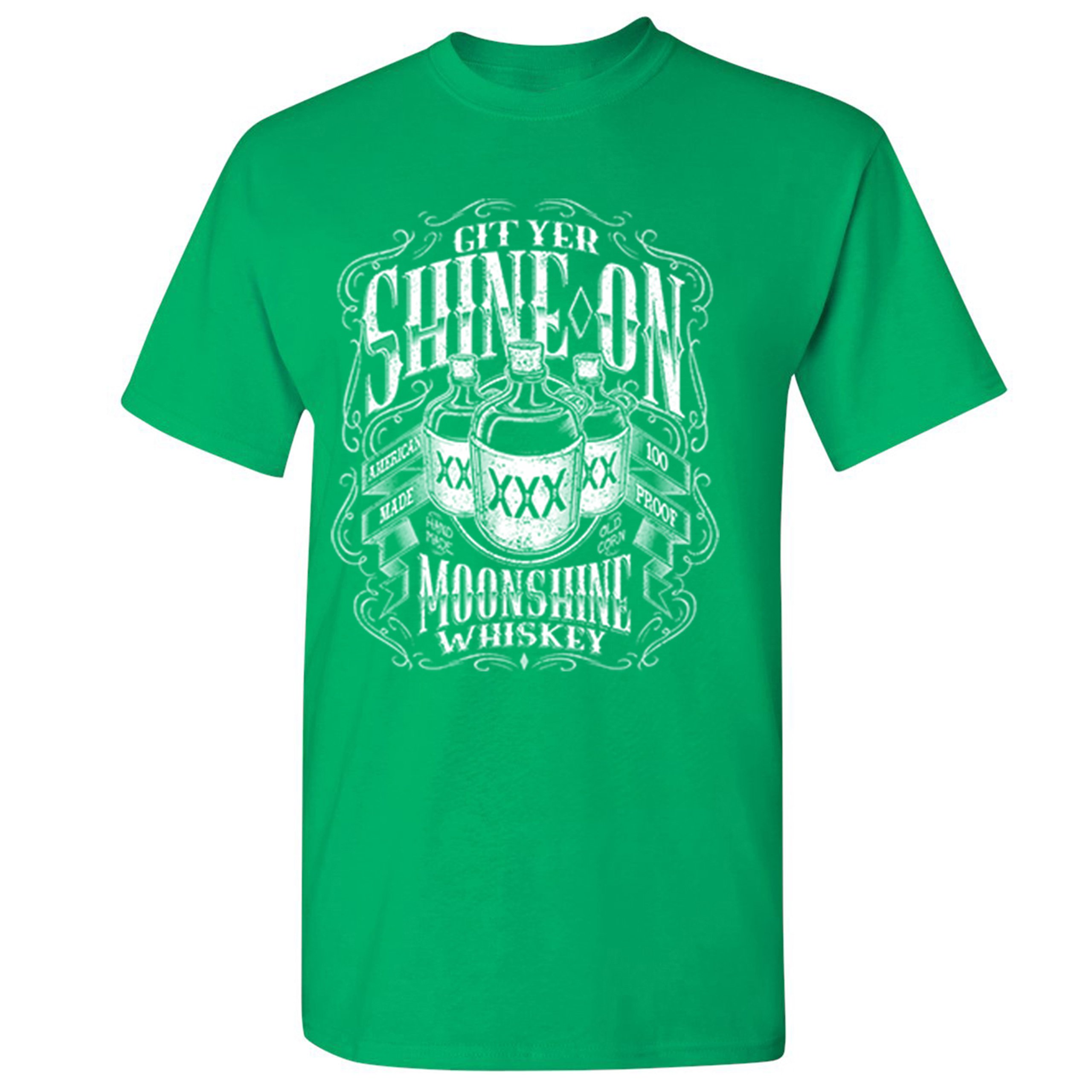 Git Yer Shine On Moonshine Whiskey T-shirt XXX Mason Jars Drinking Men's Tee - Picture 27 of 57