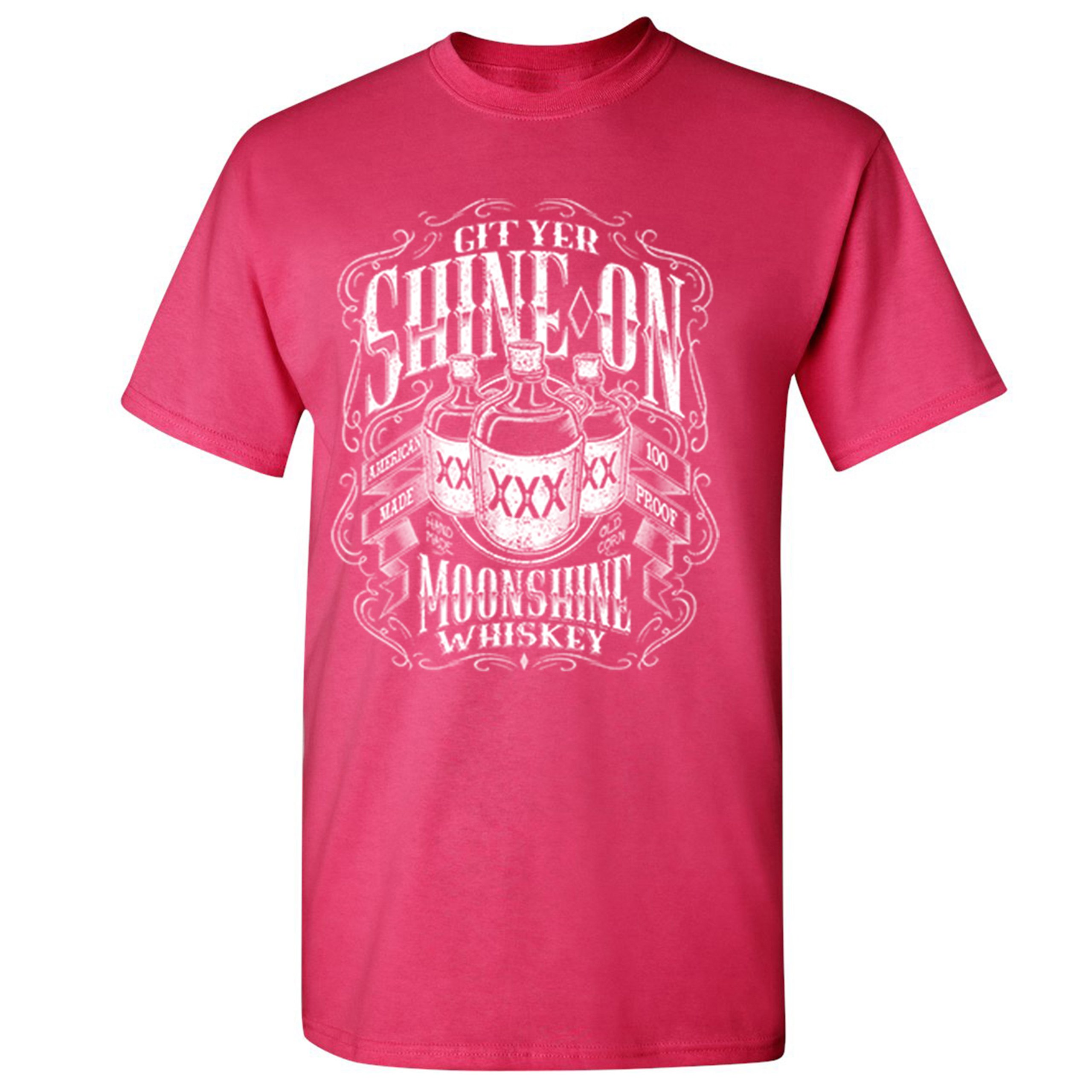 Git Yer Shine On Moonshine Whiskey T-shirt XXX Mason Jars Drinking Men's Tee - Picture 11 of 57