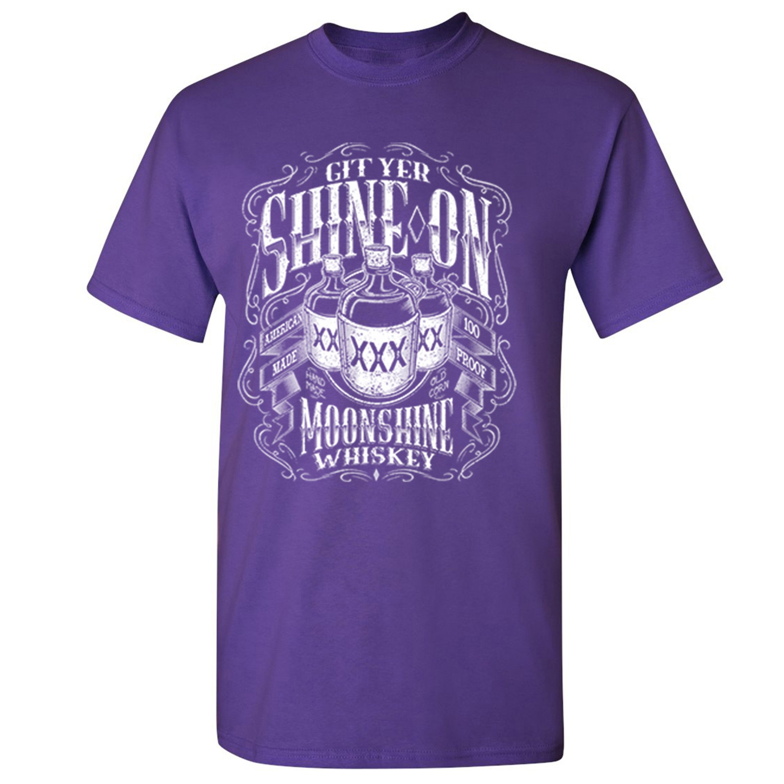 Git Yer Shine On Moonshine Whiskey T-shirt XXX Mason Jars Drinking Men's Tee - Picture 15 of 57
