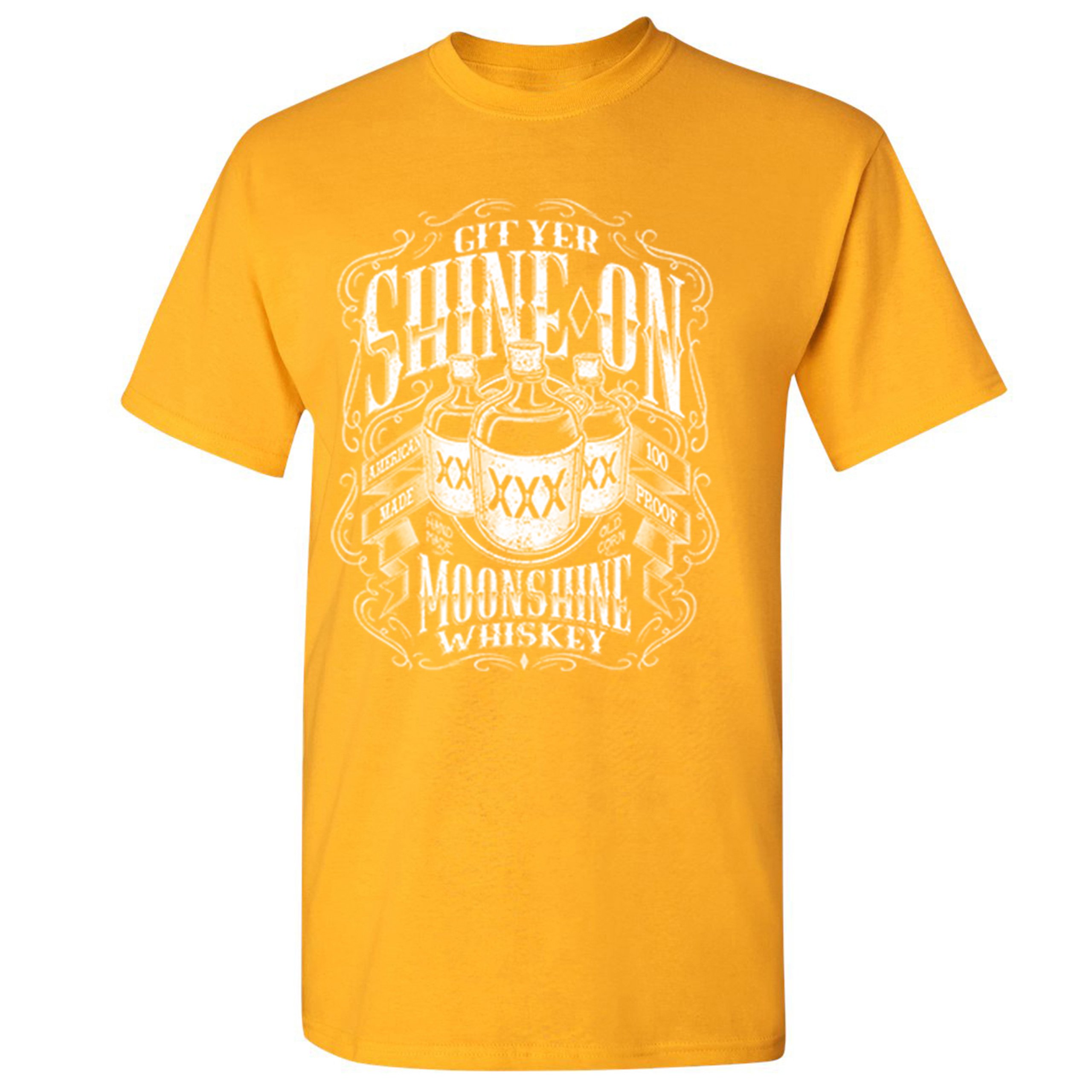 Git Yer Shine On Moonshine Whiskey T-shirt XXX Mason Jars Drinking Men's Tee - Picture 55 of 57