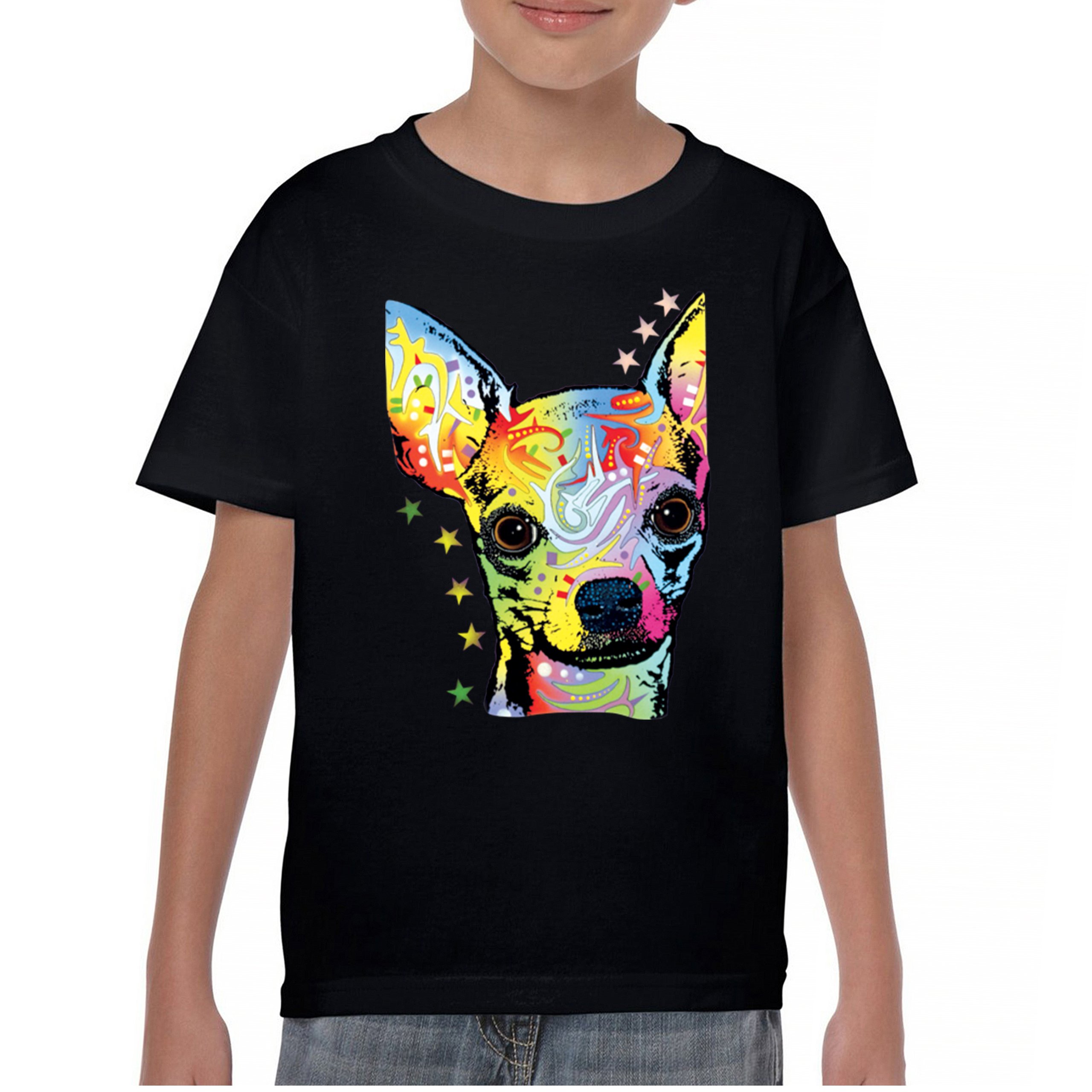 Dean Russo Cute Chihuahua Youth T-shirt Neon Colorful Small Dog Pet Kids - Picture 2 of 50