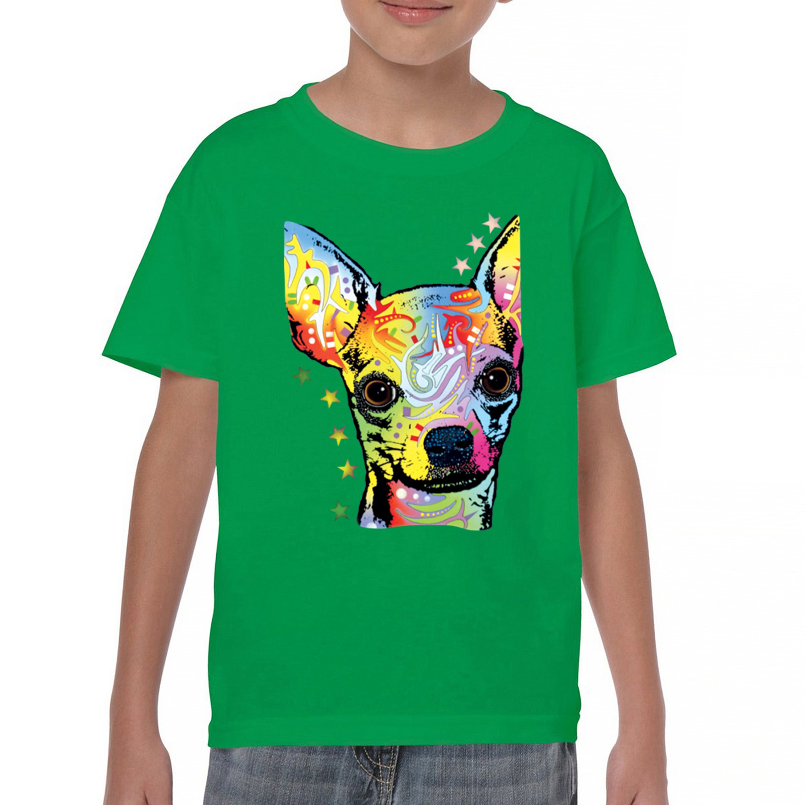 Dean Russo Cute Chihuahua Youth T-shirt Neon Colorful Small Dog Pet Kids - Picture 30 of 50