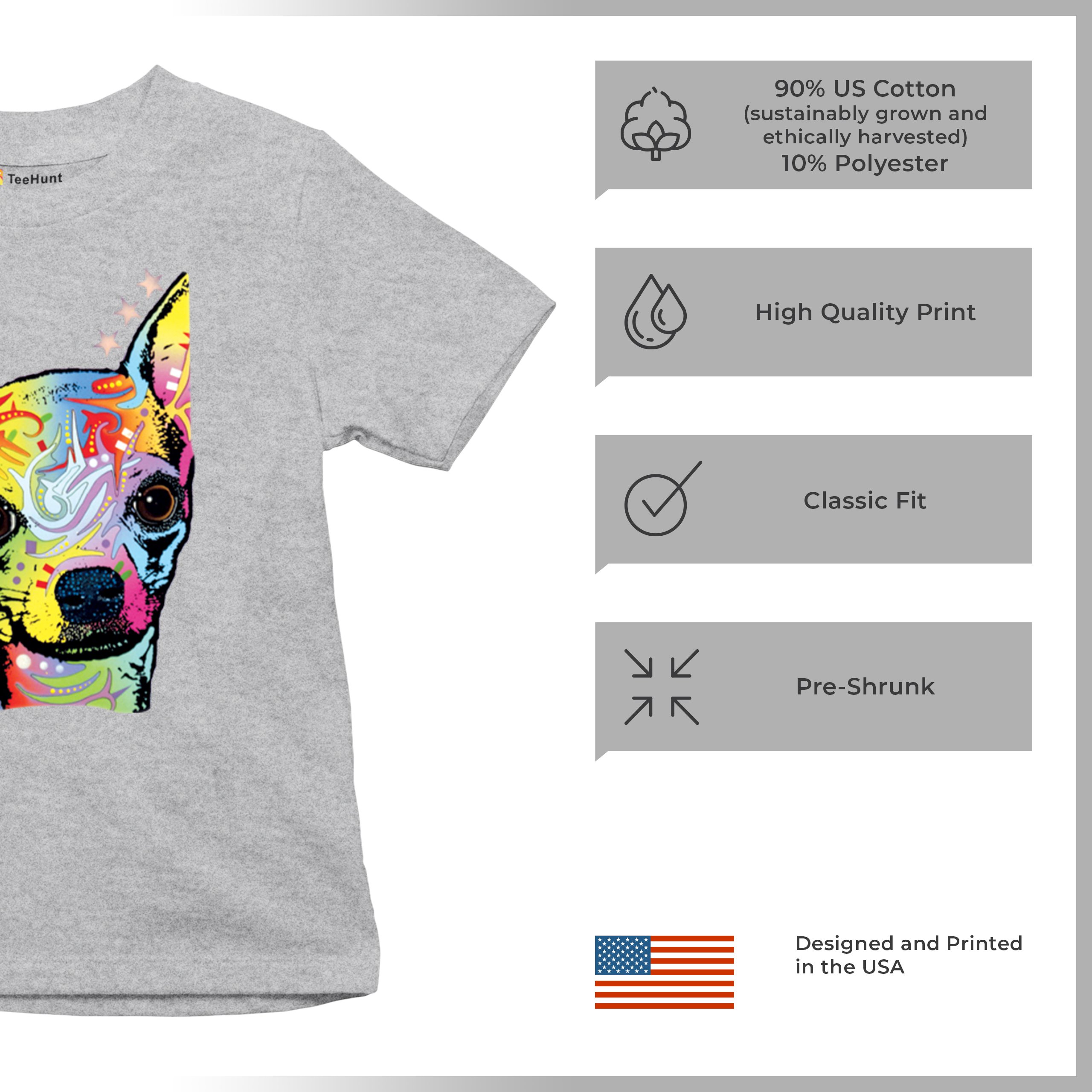 Dean Russo Cute Chihuahua Youth T-shirt Neon Colorful Small Dog Pet Kids - Picture 14 of 50