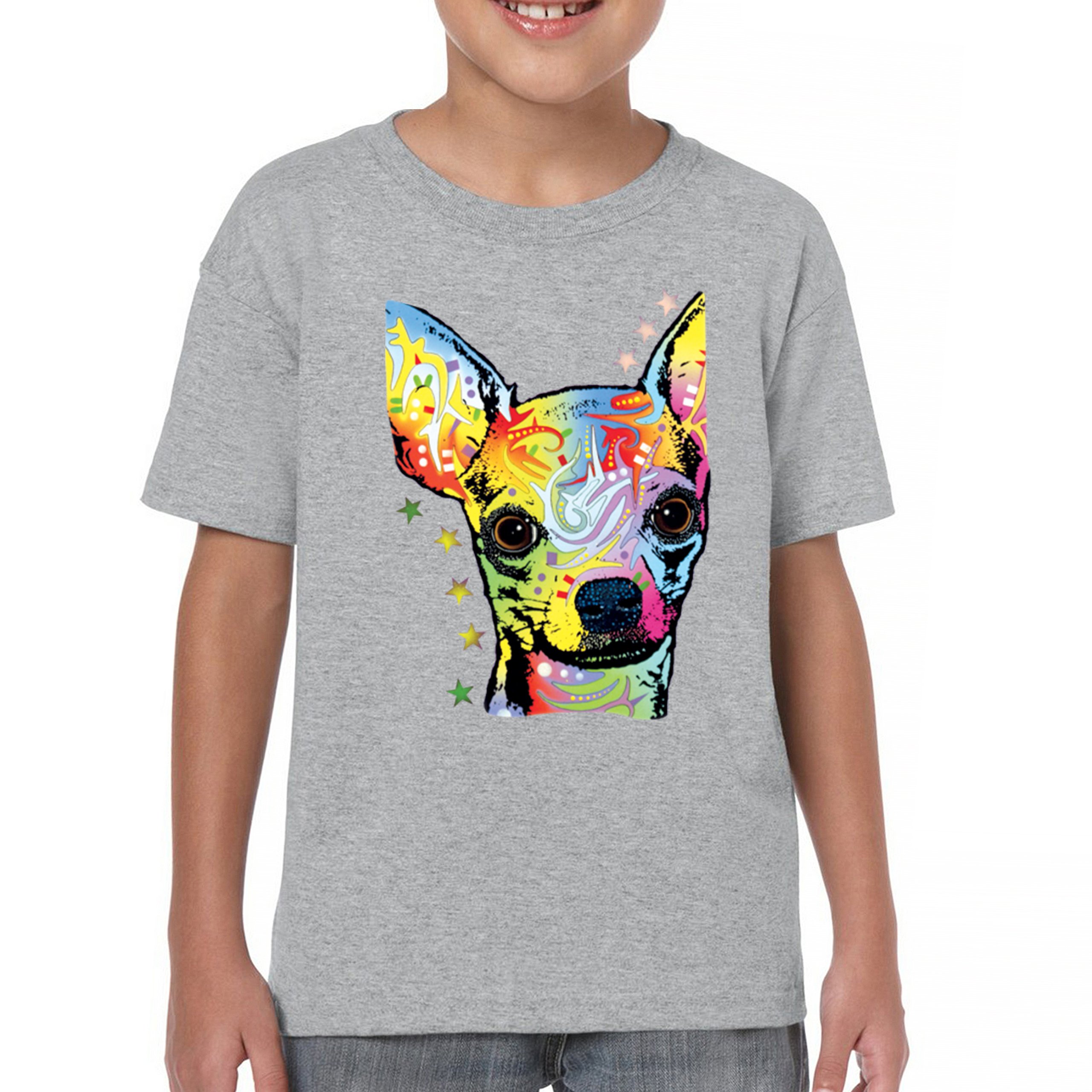 Dean Russo Cute Chihuahua Youth T-shirt Neon Colorful Small Dog Pet Kids - Picture 9 of 50
