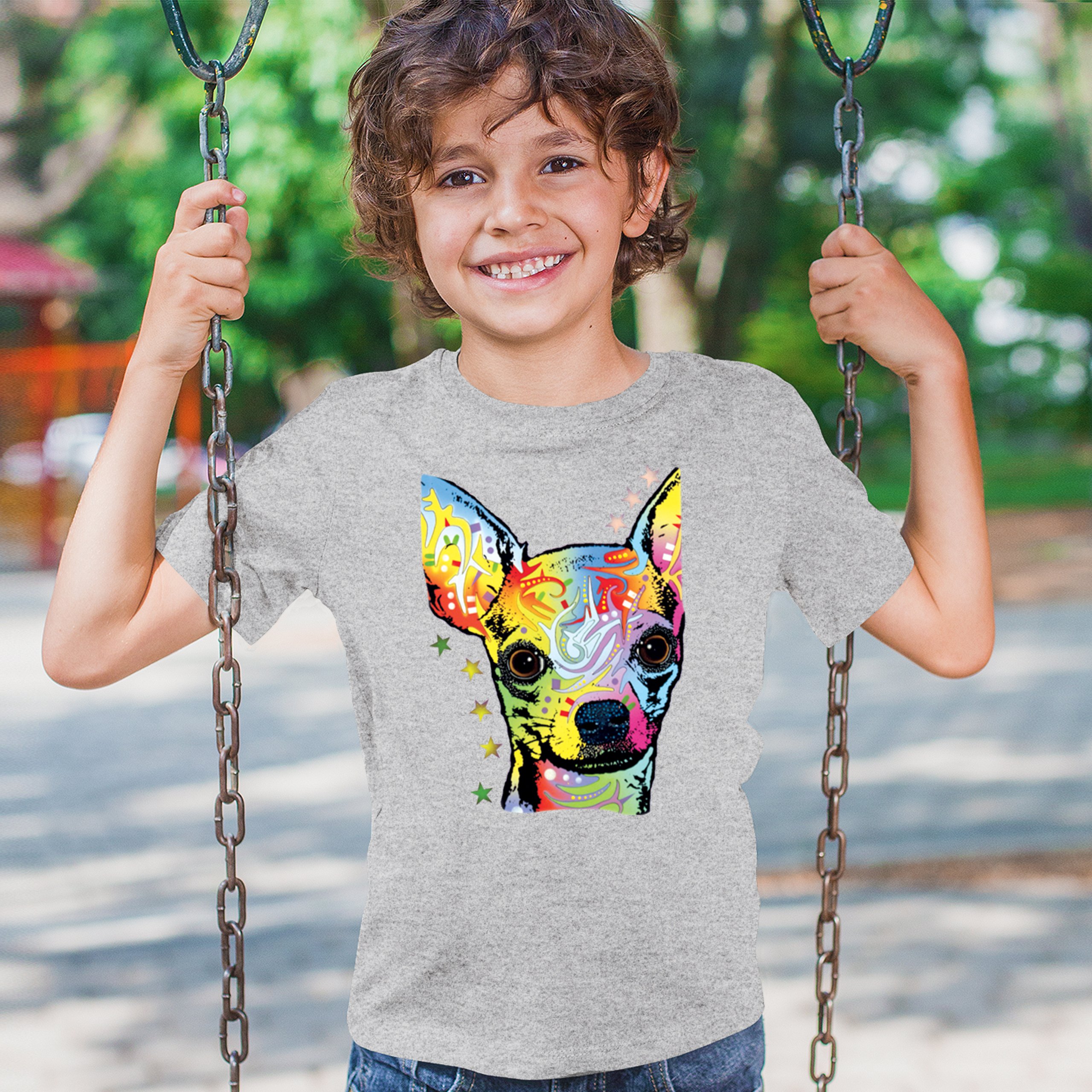 Dean Russo Cute Chihuahua Youth T-shirt Neon Colorful Small Dog Pet Kids - Picture 12 of 50