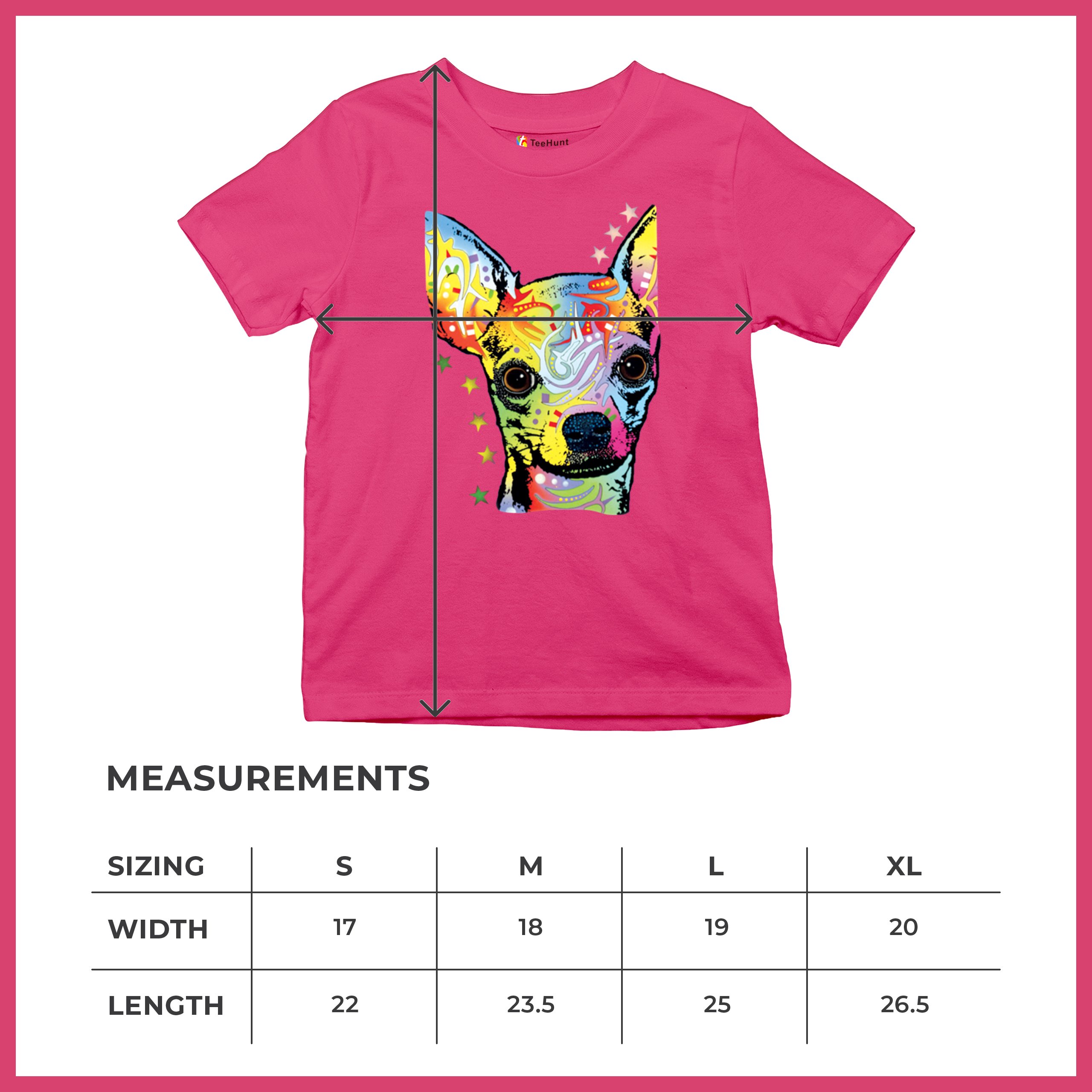 Dean Russo Cute Chihuahua Youth T-shirt Neon Colorful Small Dog Pet Kids - Picture 50 of 50