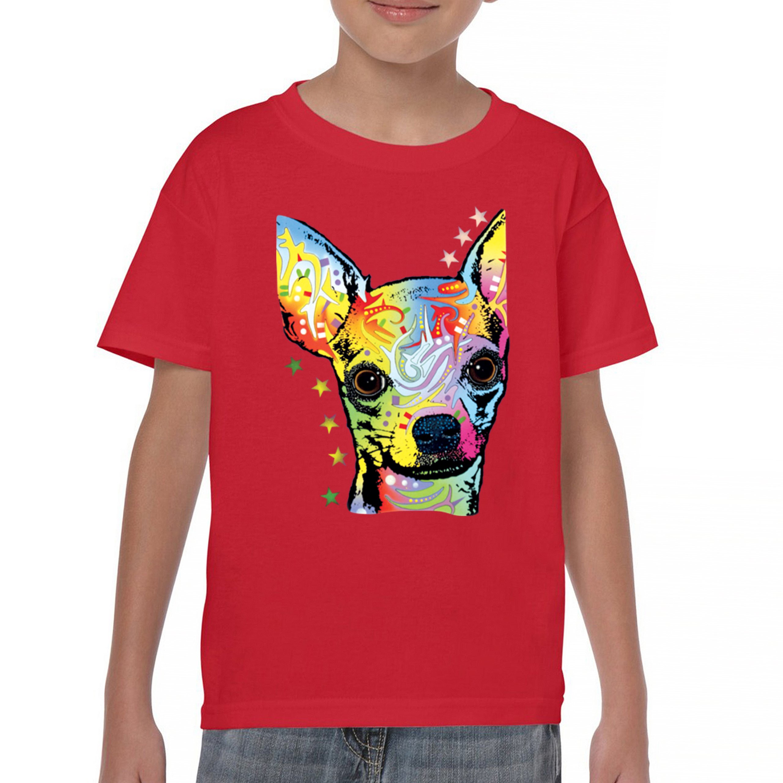 Dean Russo Cute Chihuahua Youth T-shirt Neon Colorful Small Dog Pet Kids - Picture 16 of 50