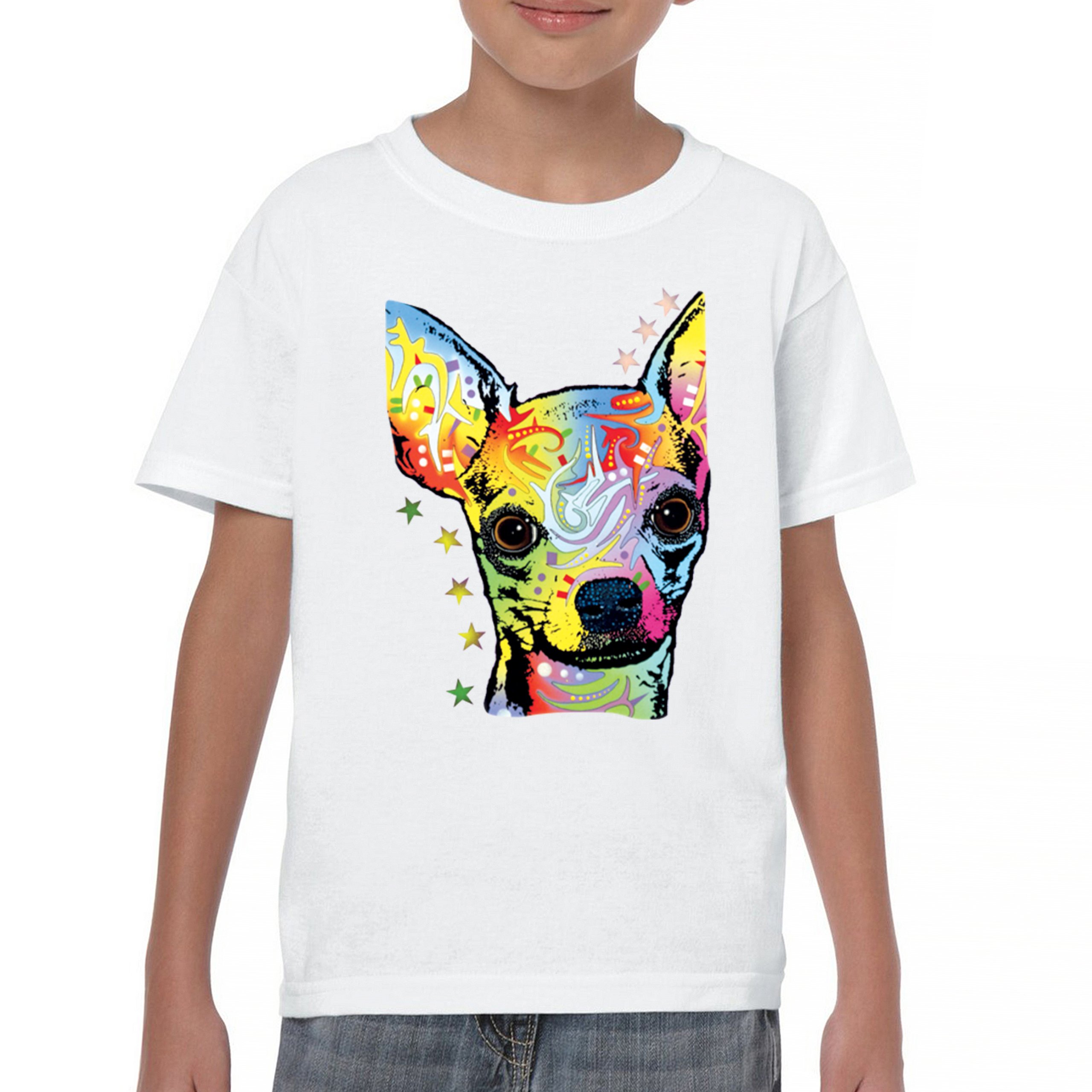 Dean Russo Cute Chihuahua Youth T-shirt Neon Colorful Small Dog Pet Kids - Picture 23 of 50