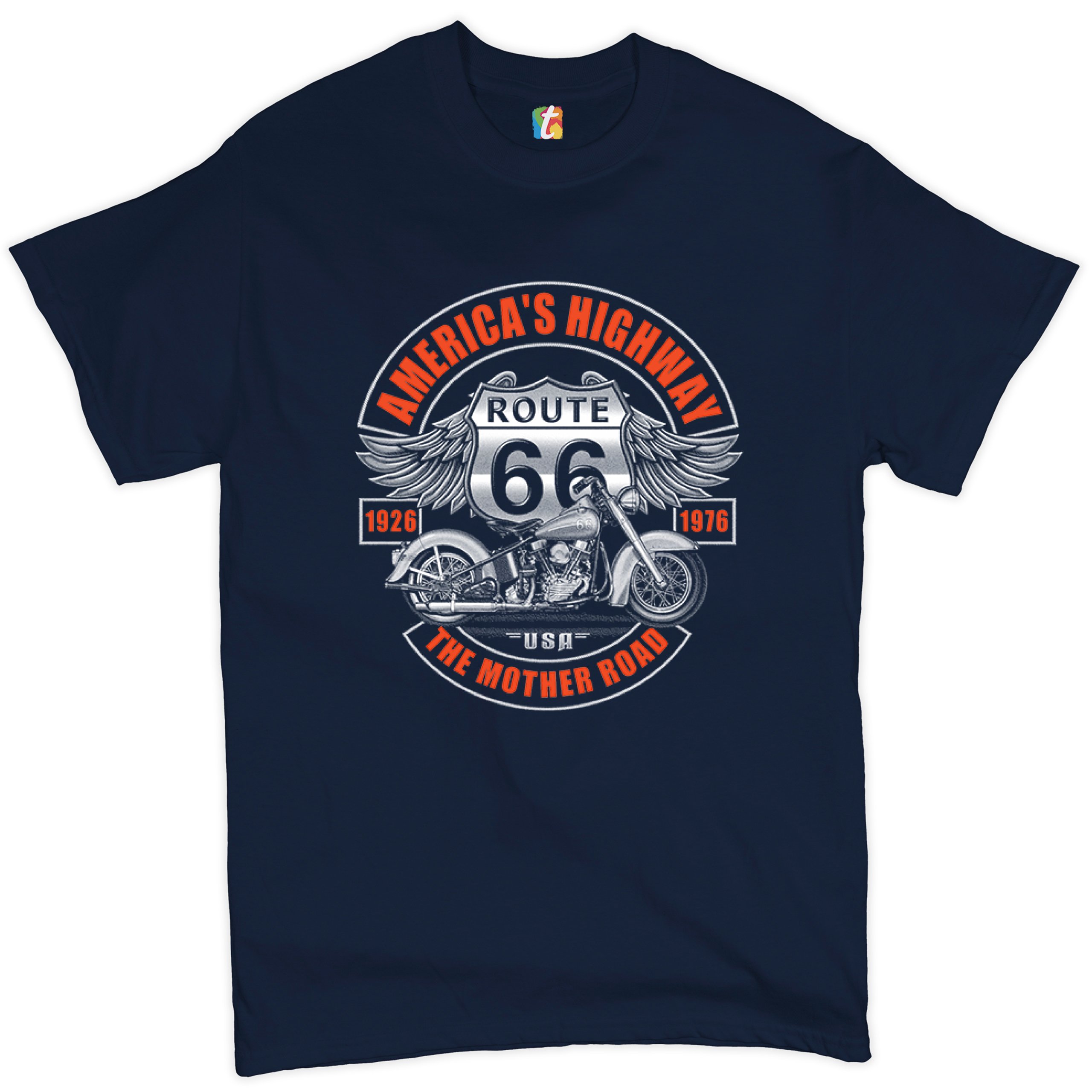Route 66 Biker American Eagle Men's Motorcycle T-Shirt sold by Eric Morris | SKU 40615592