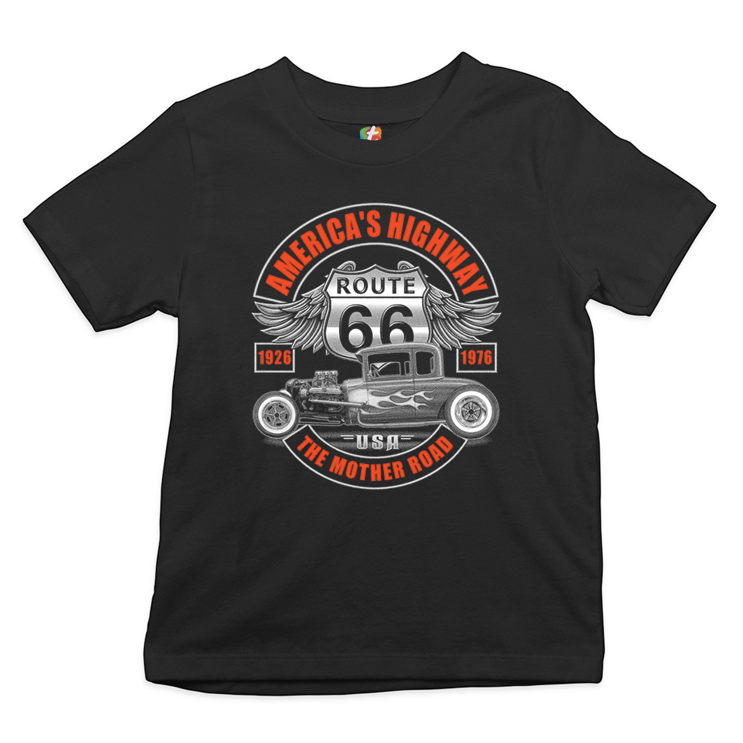 America's Highway Youth T-shirt Route 66 The Mother Road Hot Rod Kids - Picture 2 of 5