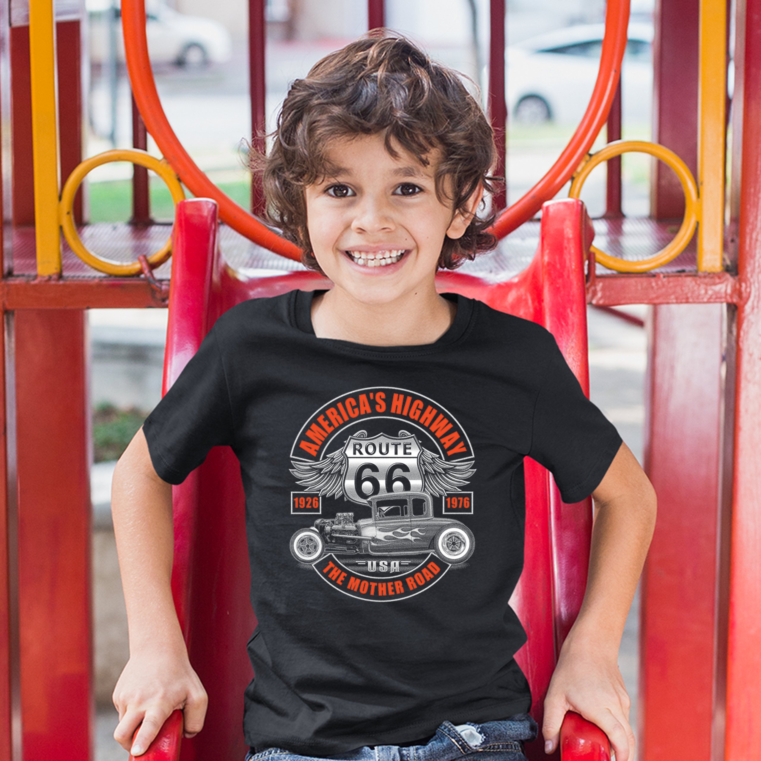 America's Highway Youth T-shirt Route 66 The Mother Road Hot Rod Kids - Picture 5 of 5