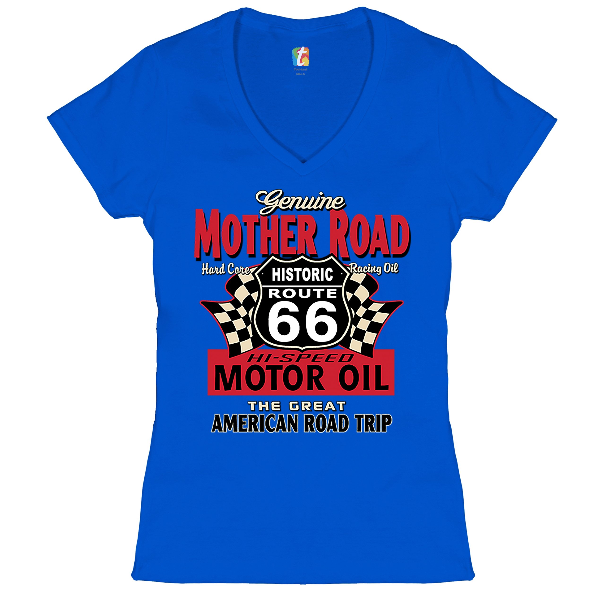 Genuine Mother Road Historic Route 66 Women's V-Neck T-shirt Road Trip Tee - Picture 30 of 41