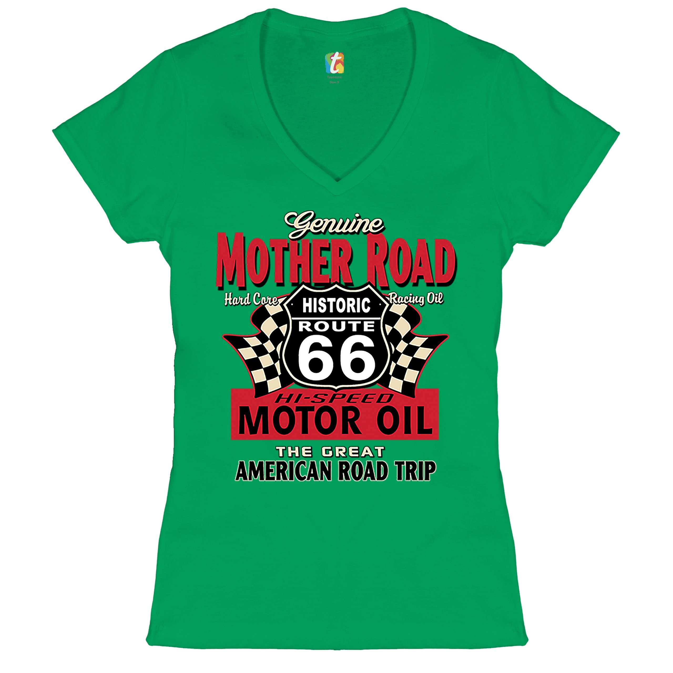 Genuine Mother Road Historic Route 66 Women's V-Neck T-shirt Road Trip Tee - Picture 26 of 41