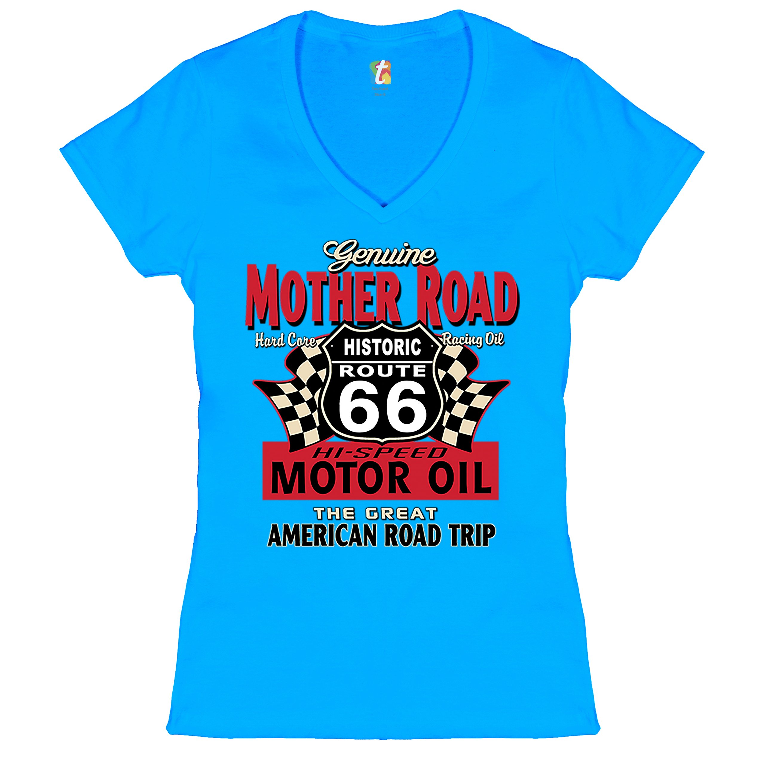 Genuine Mother Road Historic Route 66 Women's V-Neck T-shirt Road Trip Tee - Picture 38 of 41