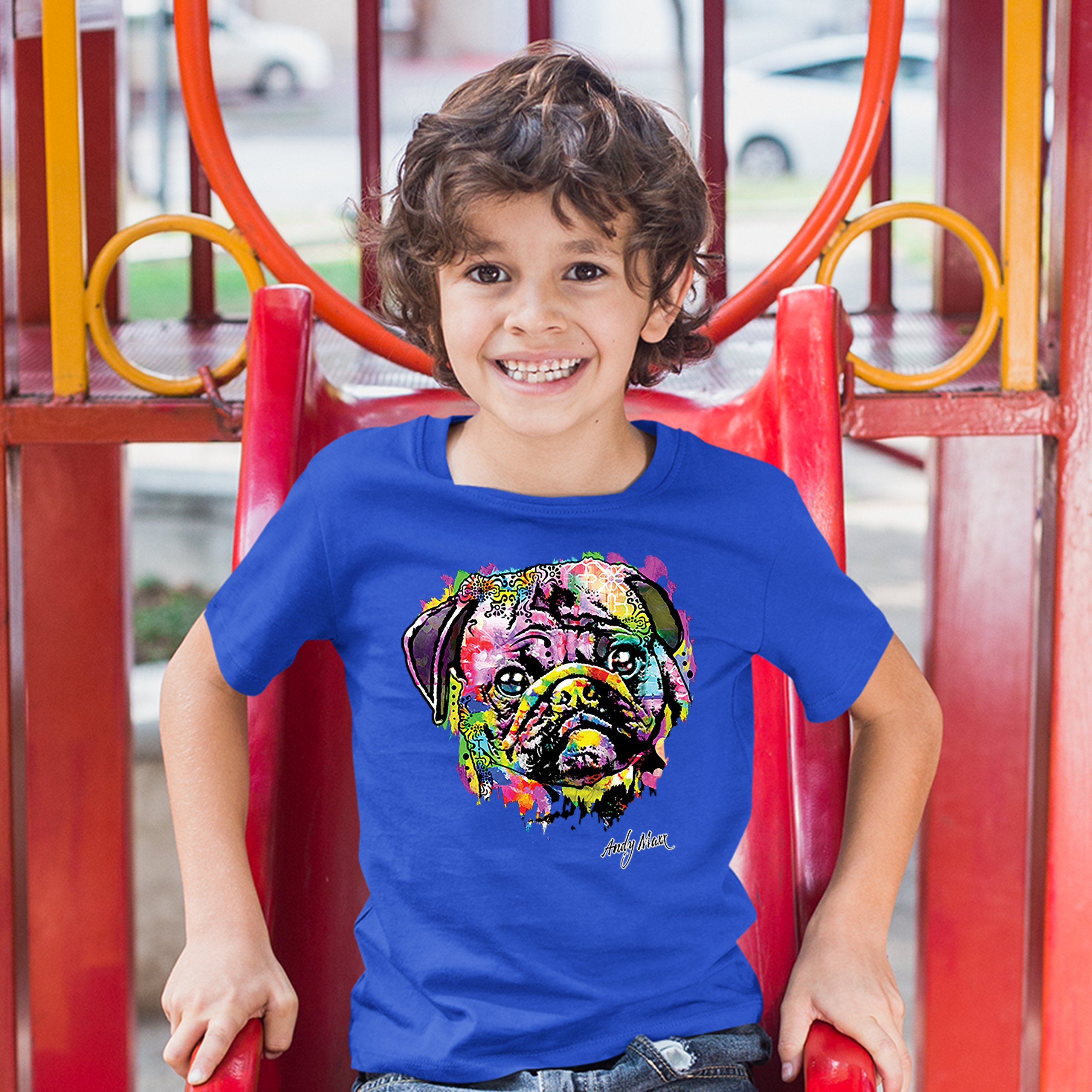 Adorable Pug Youth T-shirt Andy Maxx Pet Owner I Love My Dog Doggie Kids - Picture 25 of 29
