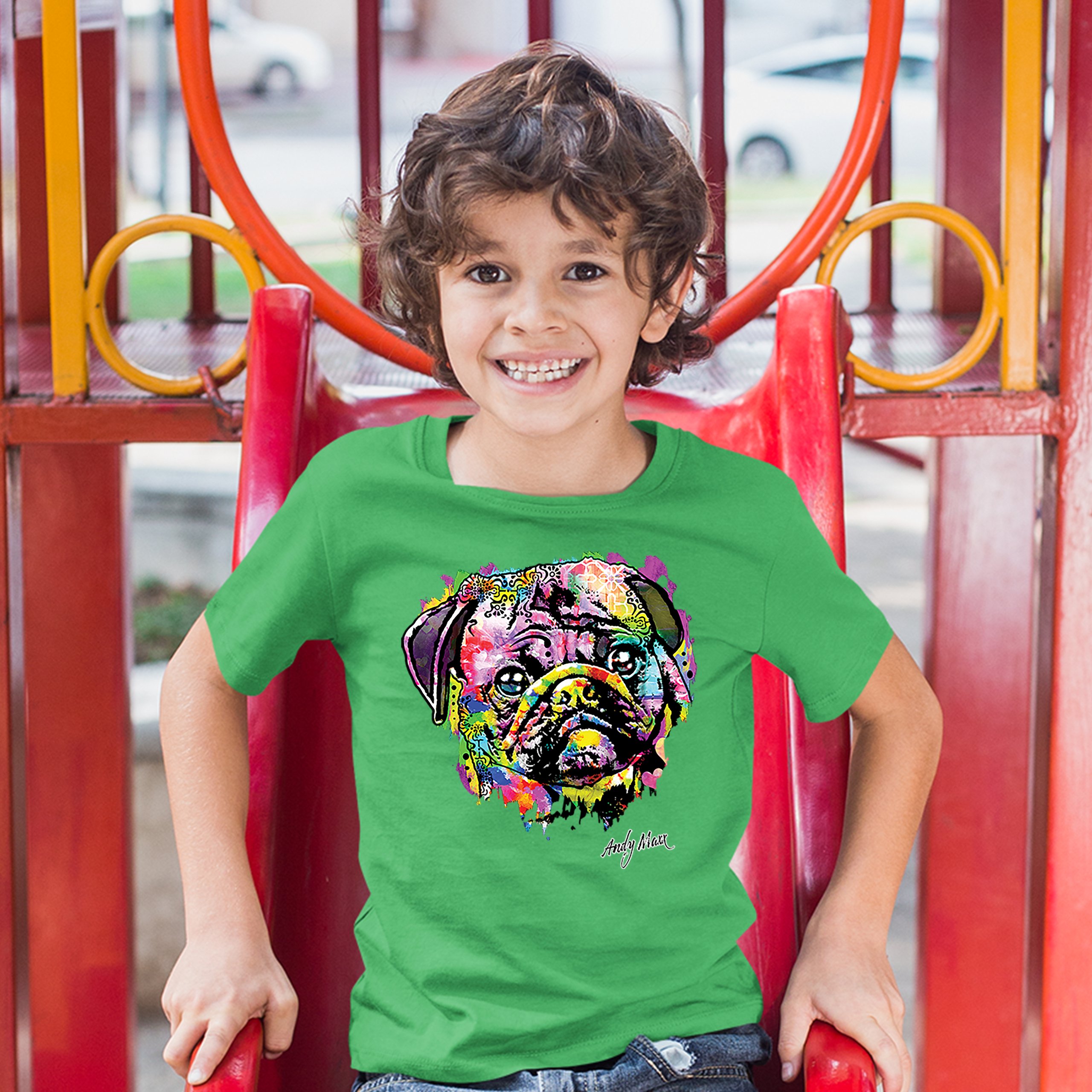 Adorable Pug Youth T-shirt Andy Maxx Pet Owner I Love My Dog Doggie Kids - Picture 21 of 29