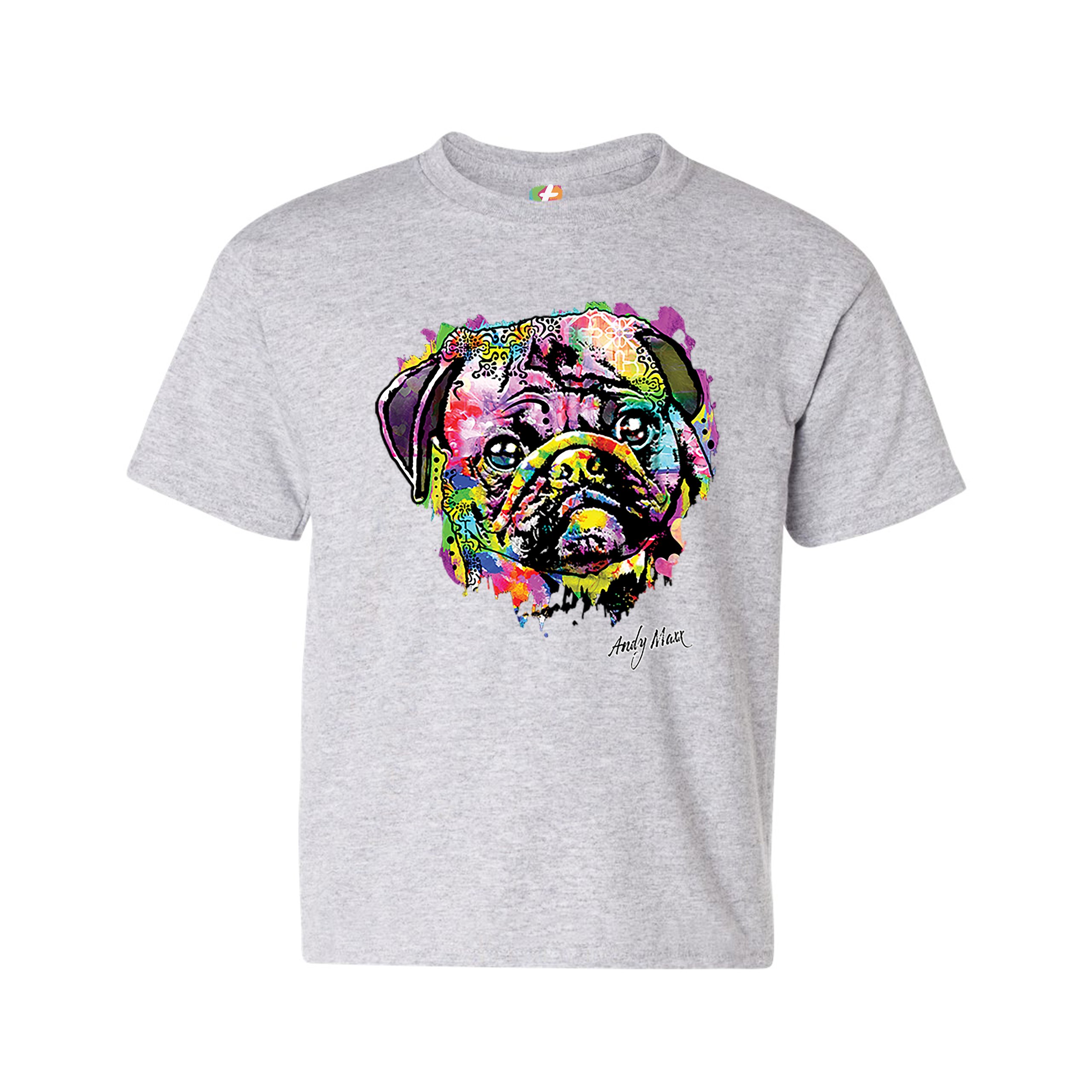 Adorable Pug Youth T-shirt Andy Maxx Pet Owner I Love My Dog Doggie Kids - Picture 7 of 29