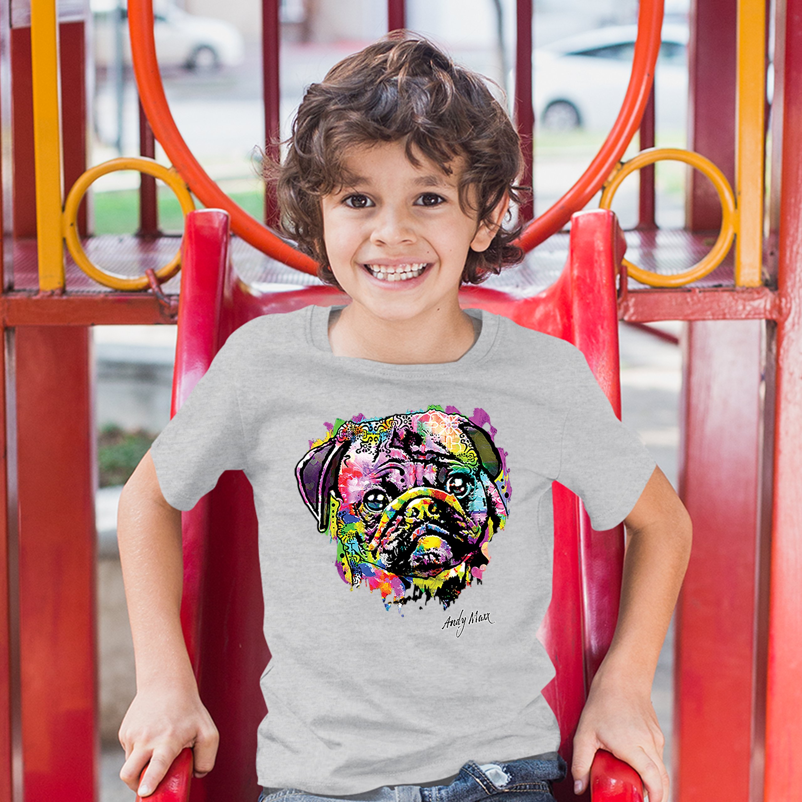 Adorable Pug Youth T-shirt Andy Maxx Pet Owner I Love My Dog Doggie Kids - Picture 9 of 29