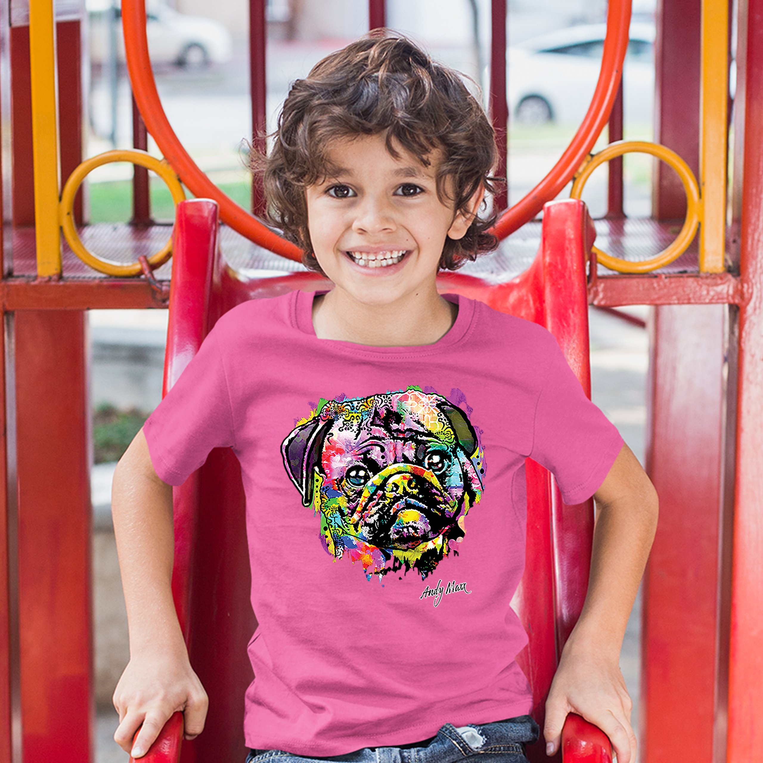 Adorable Pug Youth T-shirt Andy Maxx Pet Owner I Love My Dog Doggie Kids - Picture 29 of 29