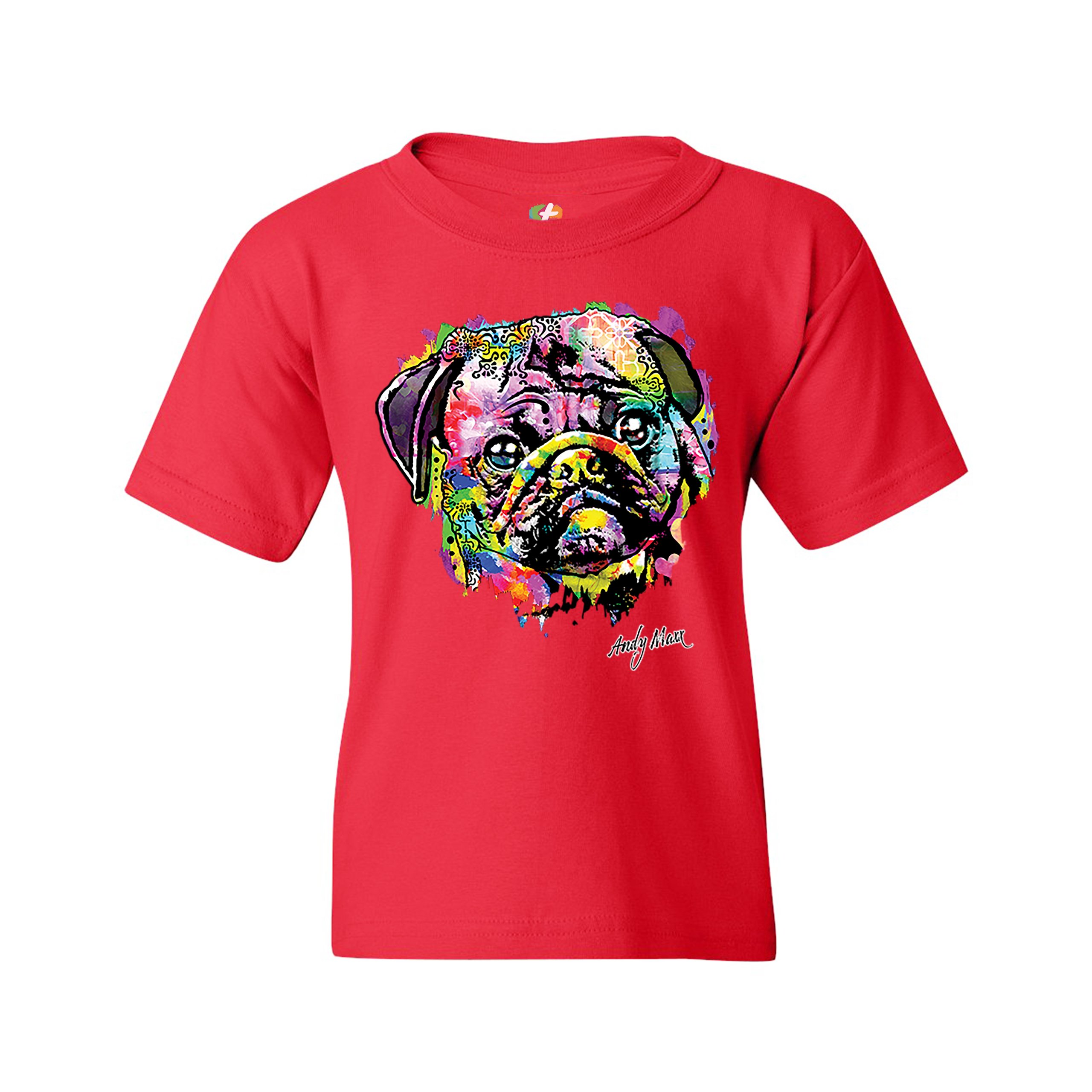 Adorable Pug Youth T-shirt Andy Maxx Pet Owner I Love My Dog Doggie Kids - Picture 11 of 29