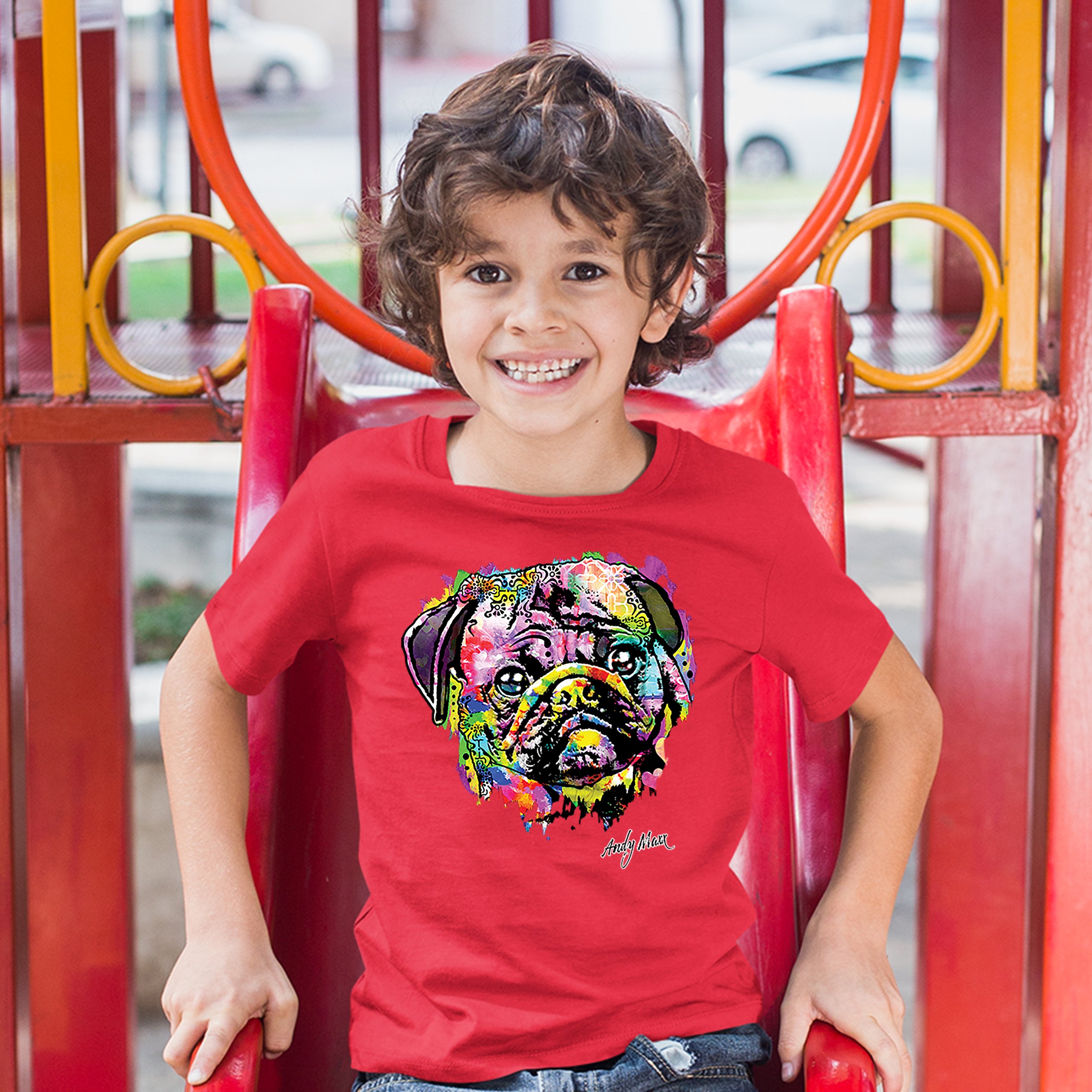 Adorable Pug Youth T-shirt Andy Maxx Pet Owner I Love My Dog Doggie Kids - Picture 13 of 29