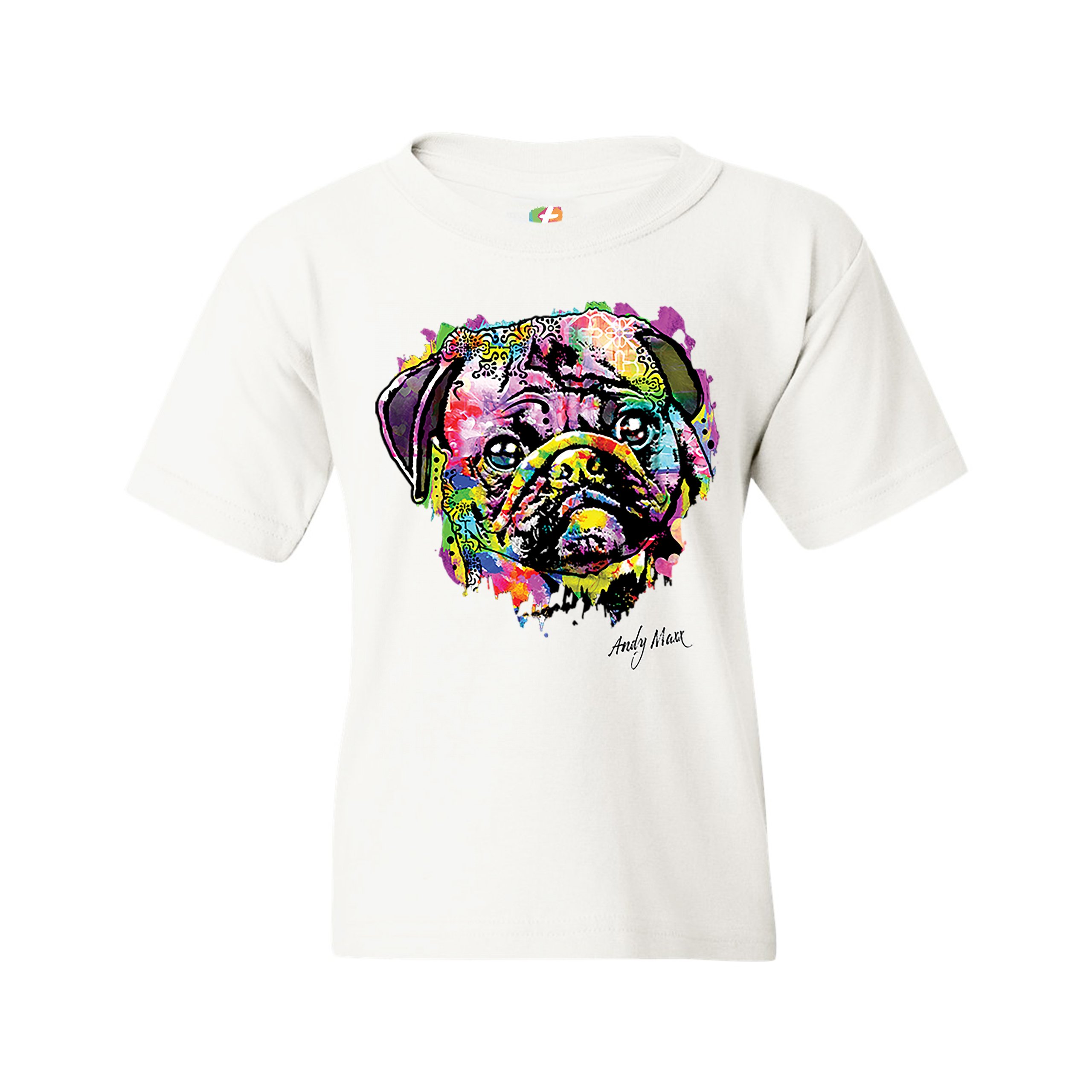 Adorable Pug Youth T-shirt Andy Maxx Pet Owner I Love My Dog Doggie Kids - Picture 15 of 29
