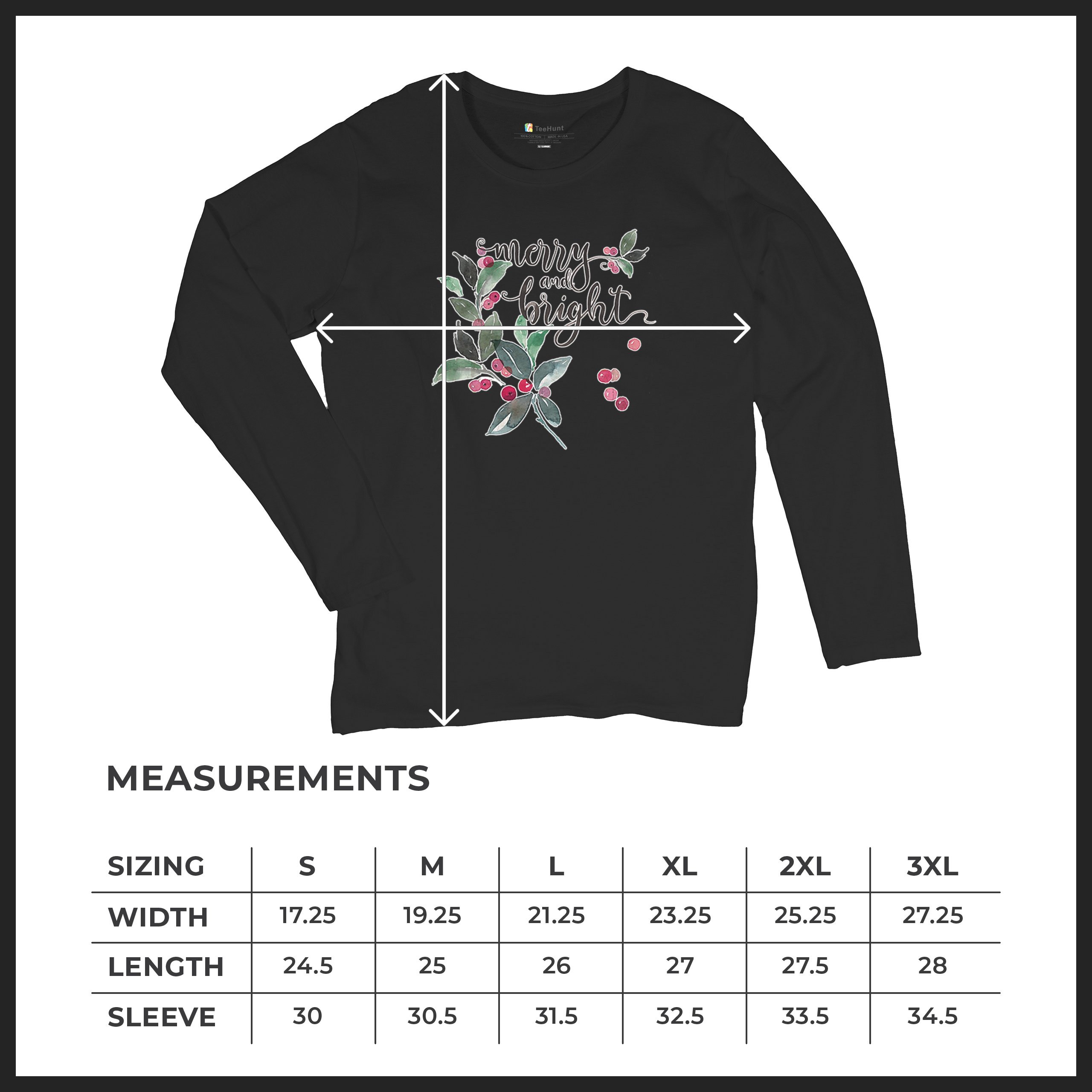 Merry and Bright Cute Christmas Women's Long Sleeve T-shirt Jolly Santa Xmas - Picture 15 of 50