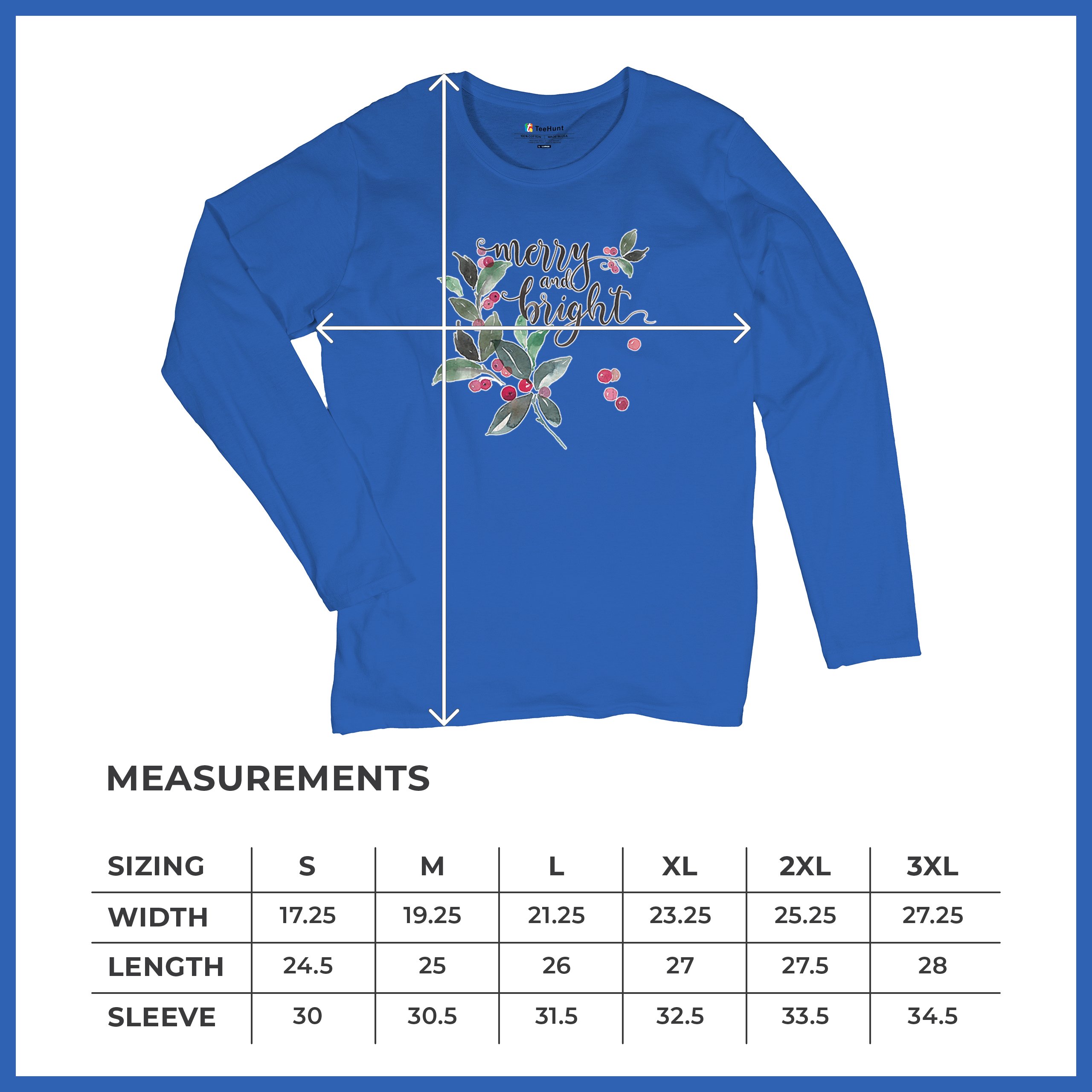Merry and Bright Cute Christmas Women's Long Sleeve T-shirt Jolly Santa Xmas - Picture 43 of 50