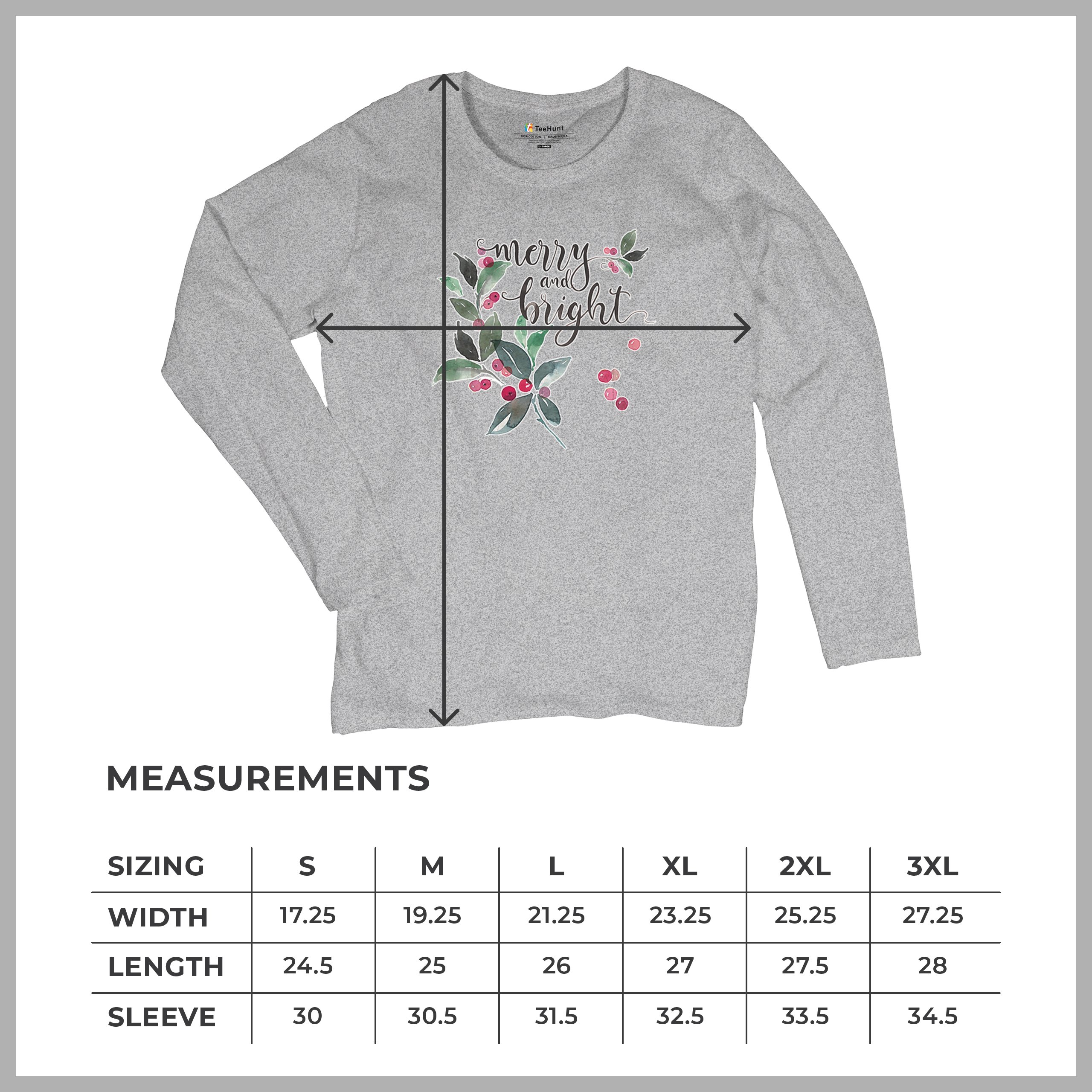 Merry and Bright Cute Christmas Women's Long Sleeve T-shirt Jolly Santa Xmas - Picture 22 of 50