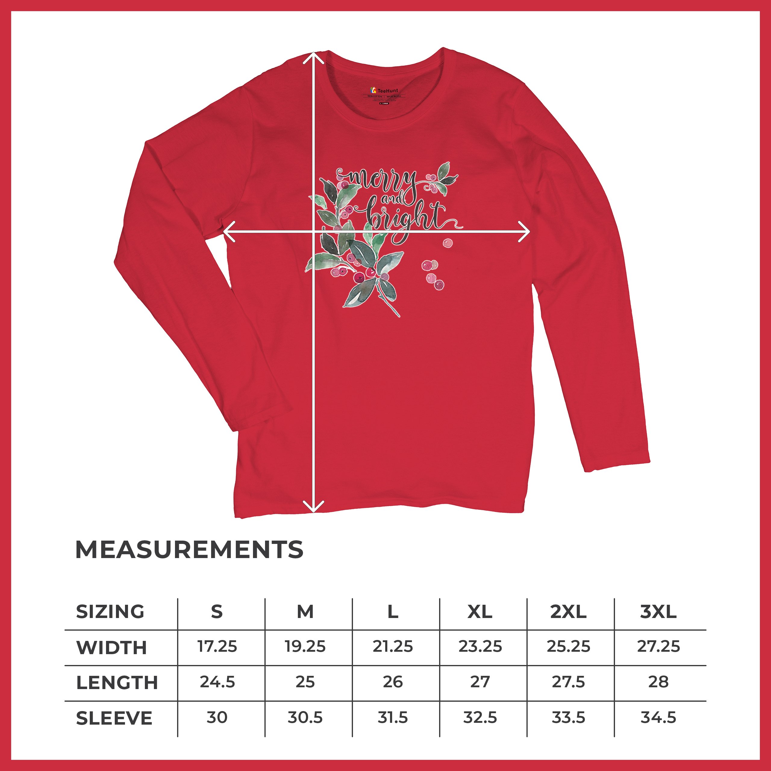 Merry and Bright Cute Christmas Women's Long Sleeve T-shirt Jolly Santa Xmas - Picture 8 of 50
