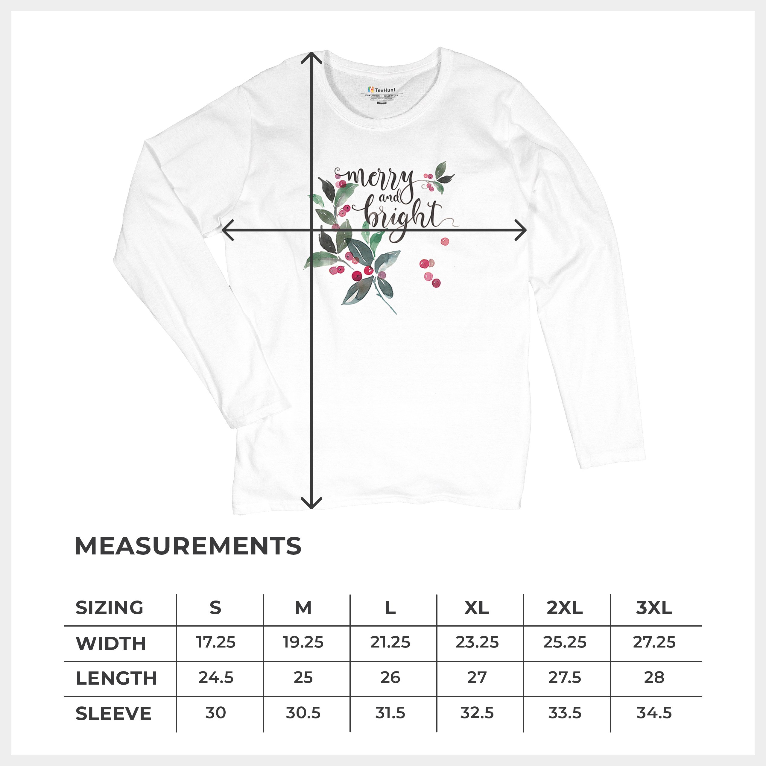Merry and Bright Cute Christmas Women's Long Sleeve T-shirt Jolly Santa Xmas - Picture 29 of 50