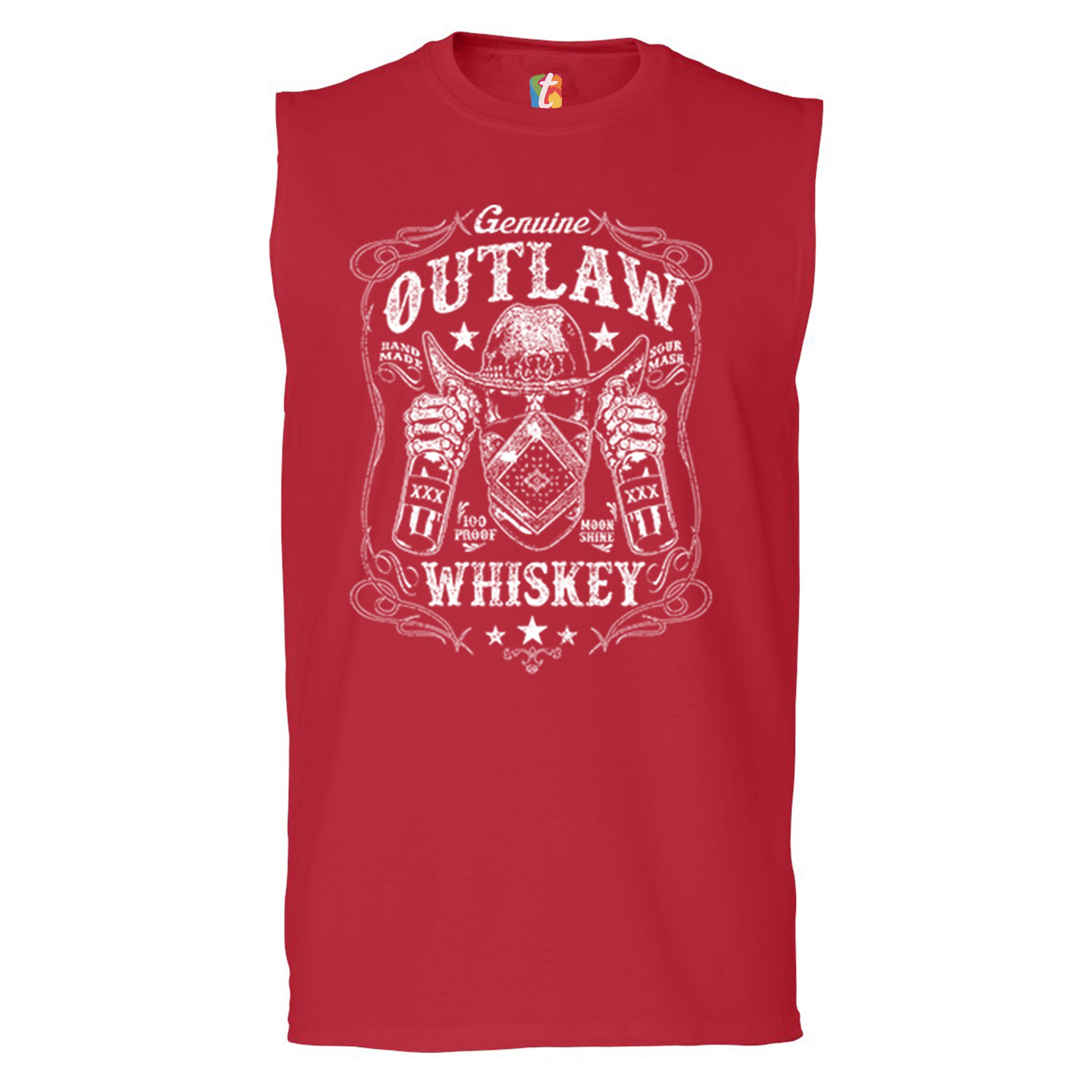 Genuine Outlaw Whiskey Muscle Shirt XXX Sour Mash Moonshine Drinking Men's - Picture 7 of 13