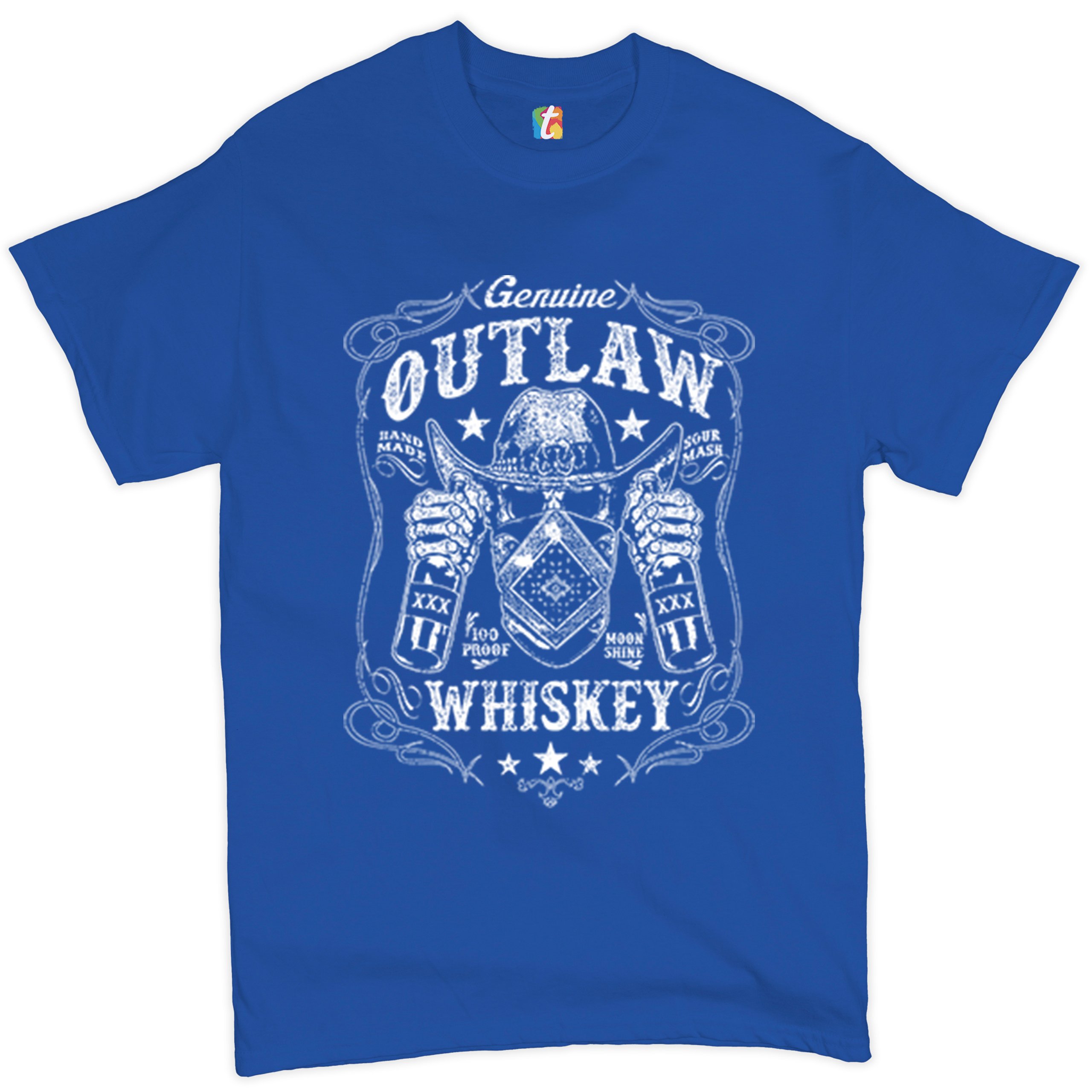 Genuine Outlaw Whiskey T-shirt XXX Sour Mash Moonshine Drinking Men's Tee - 第 50/57 張圖片