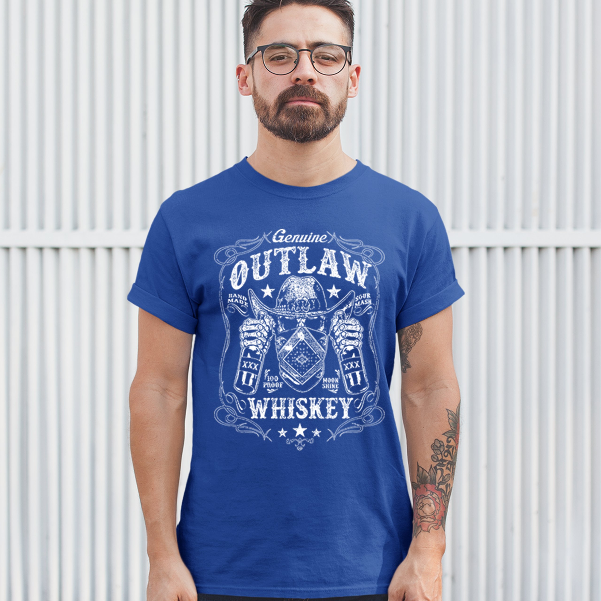 Genuine Outlaw Whiskey T-shirt XXX Sour Mash Moonshine Drinking Men's Tee - 第 53/57 張圖片