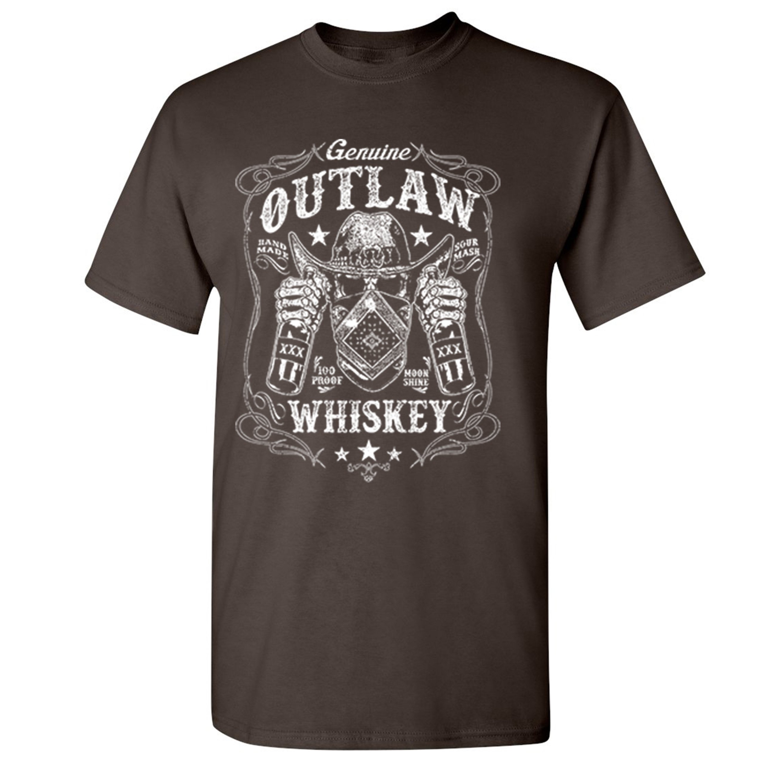 Genuine Outlaw Whiskey T-shirt XXX Sour Mash Moonshine Drinking Men's Tee - 第 35/57 張圖片