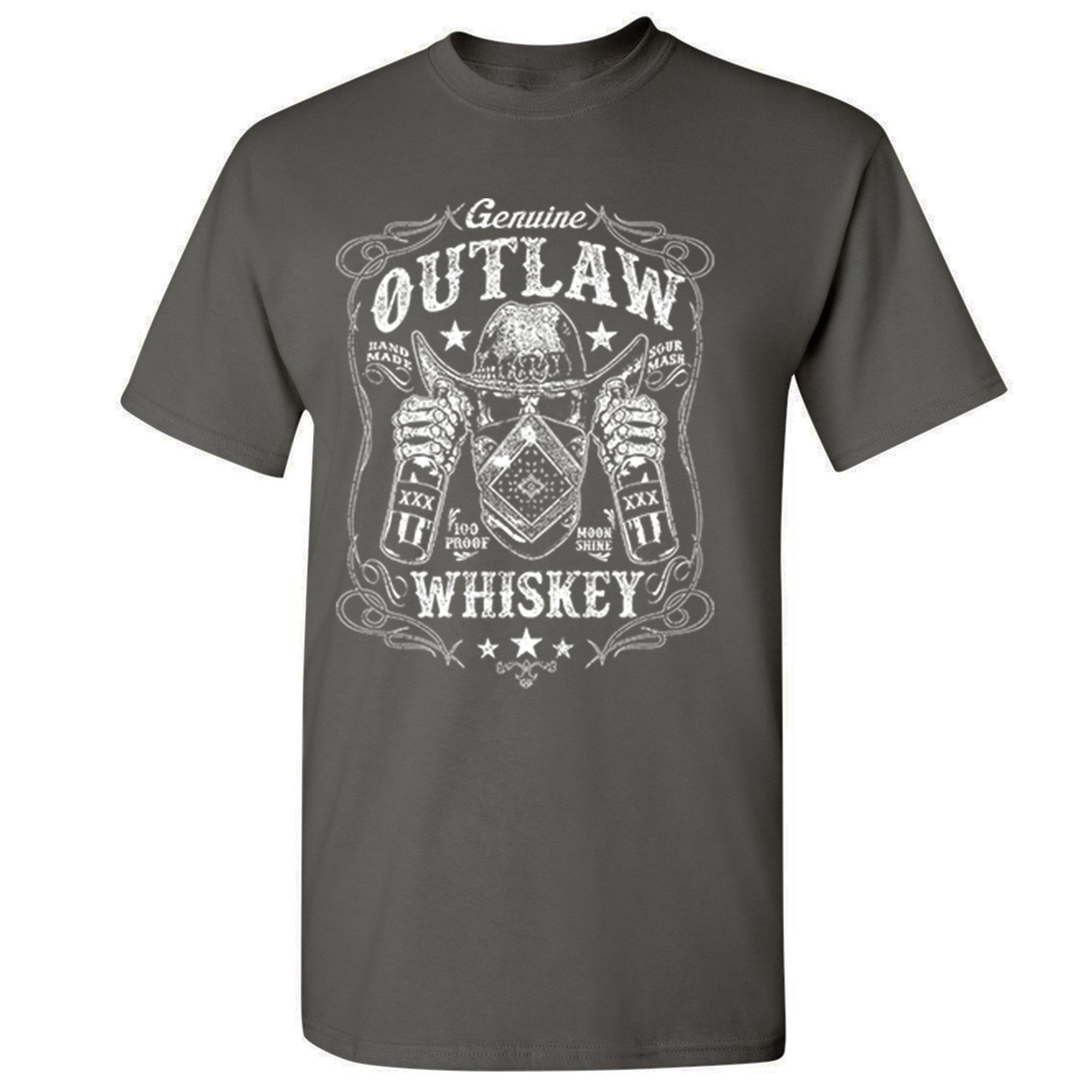 Genuine Outlaw Whiskey T-shirt XXX Sour Mash Moonshine Drinking Men's Tee - 第 39/57 張圖片