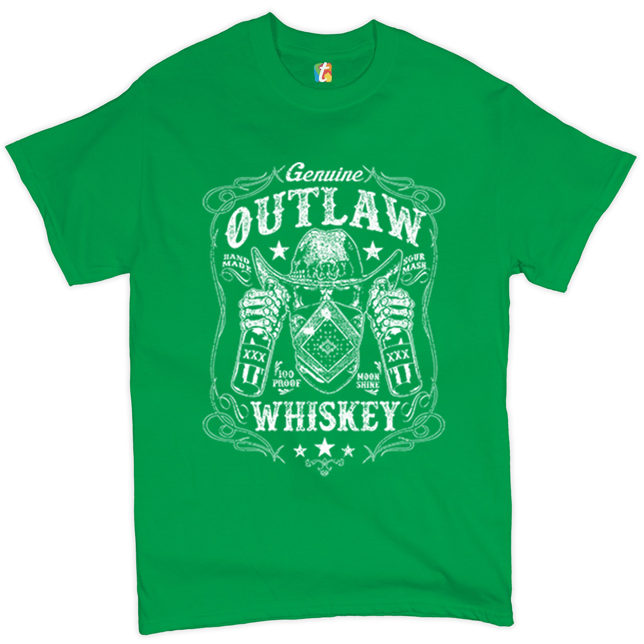 Genuine Outlaw Whiskey T-shirt XXX Sour Mash Moonshine Drinking Men's Tee - 第 26/57 張圖片