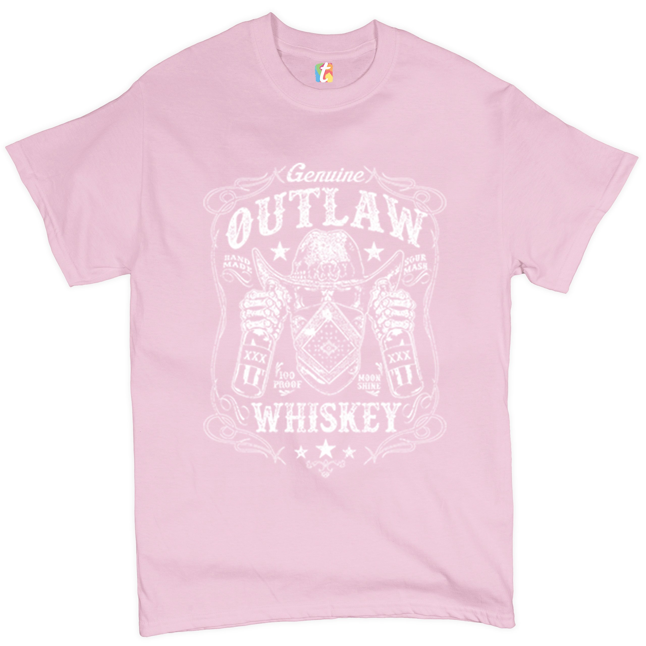 Genuine Outlaw Whiskey T-shirt XXX Sour Mash Moonshine Drinking Men's Tee - 第 42/57 張圖片